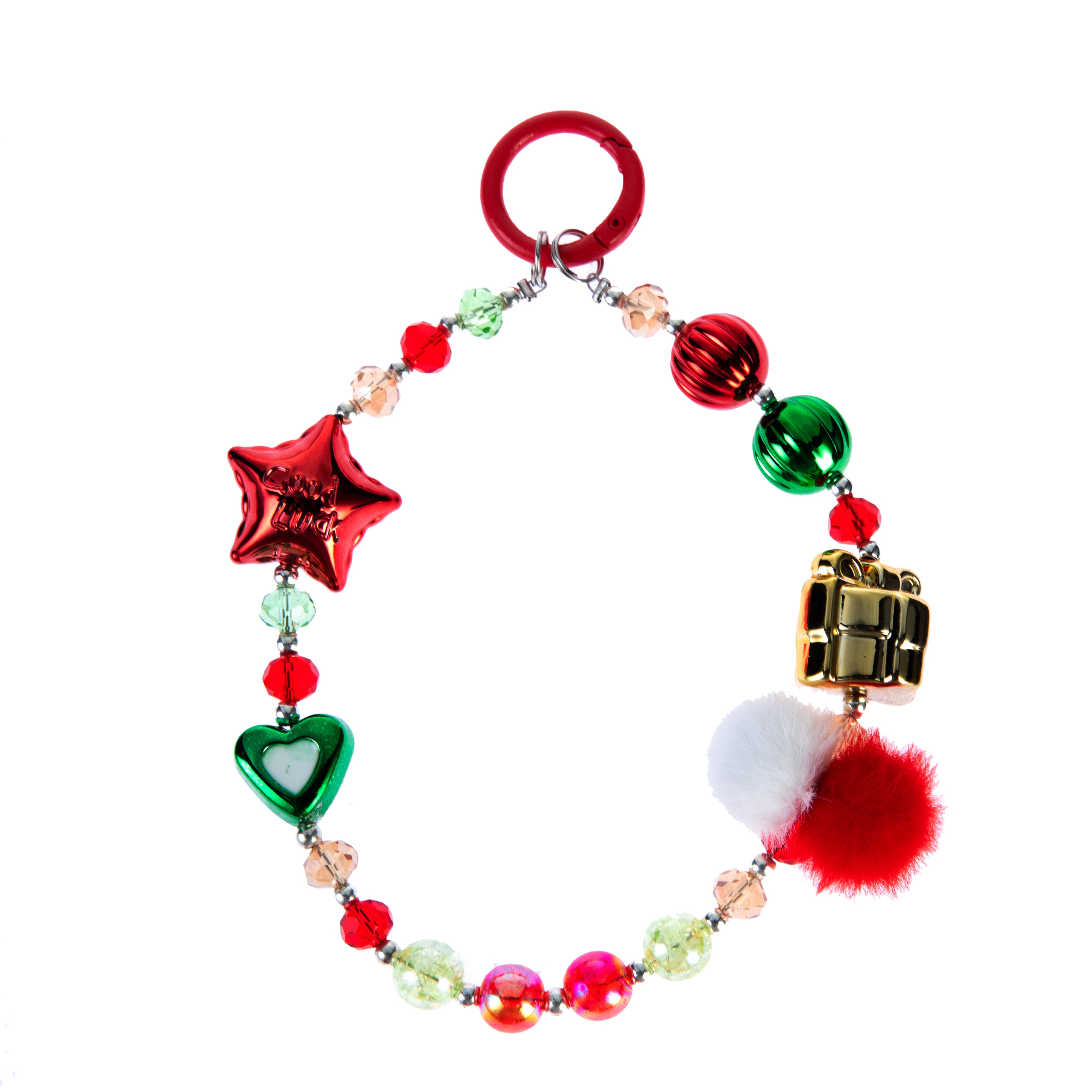 お祝い気分のビーズ携帯チャーム