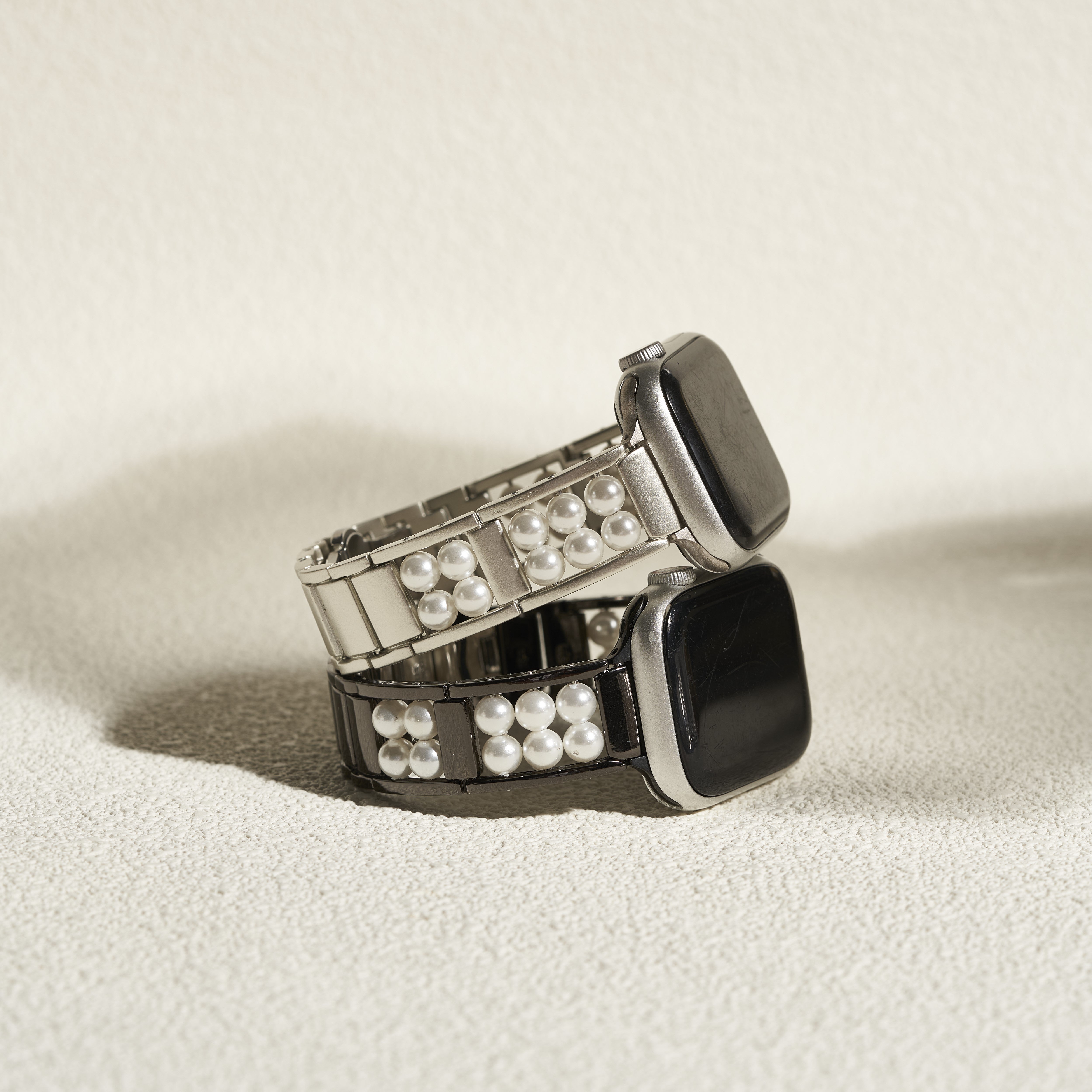 Pearl Beaded Metal Watch Band for Apple Watch