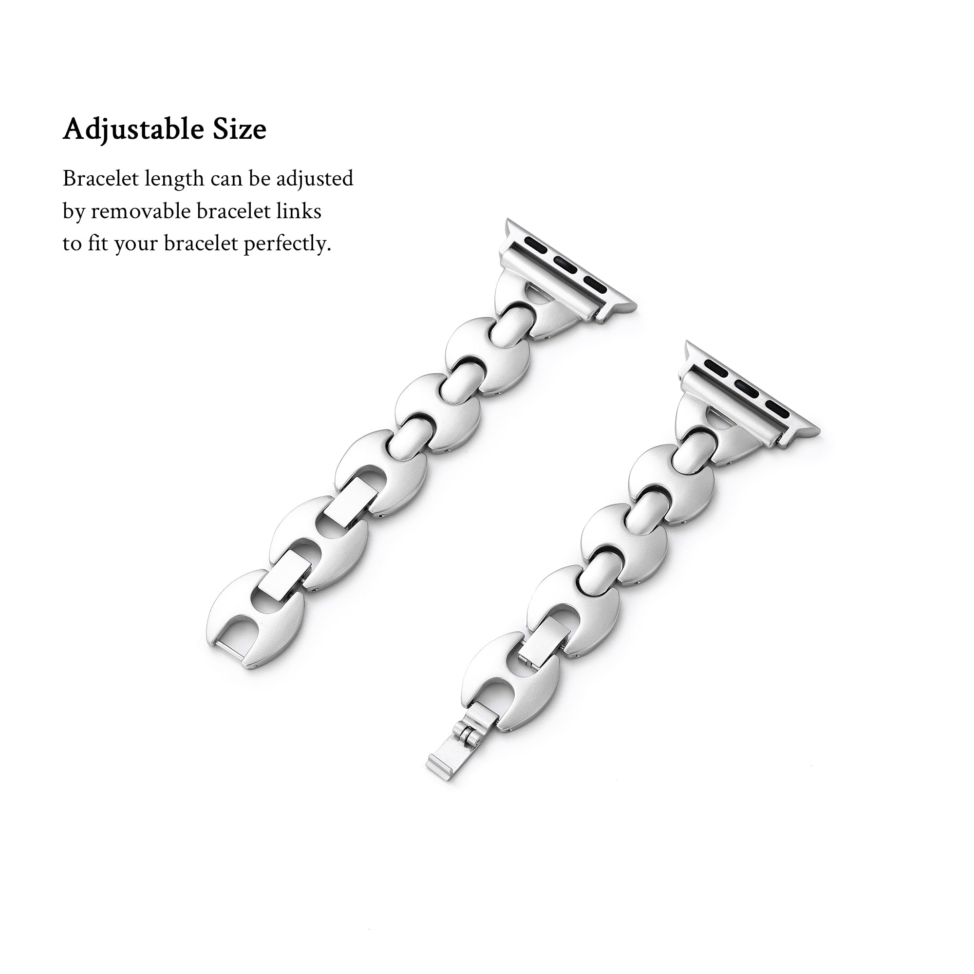 سوار ساعة معدني أنيق بتصميم هندسي لساعة Apple Watch