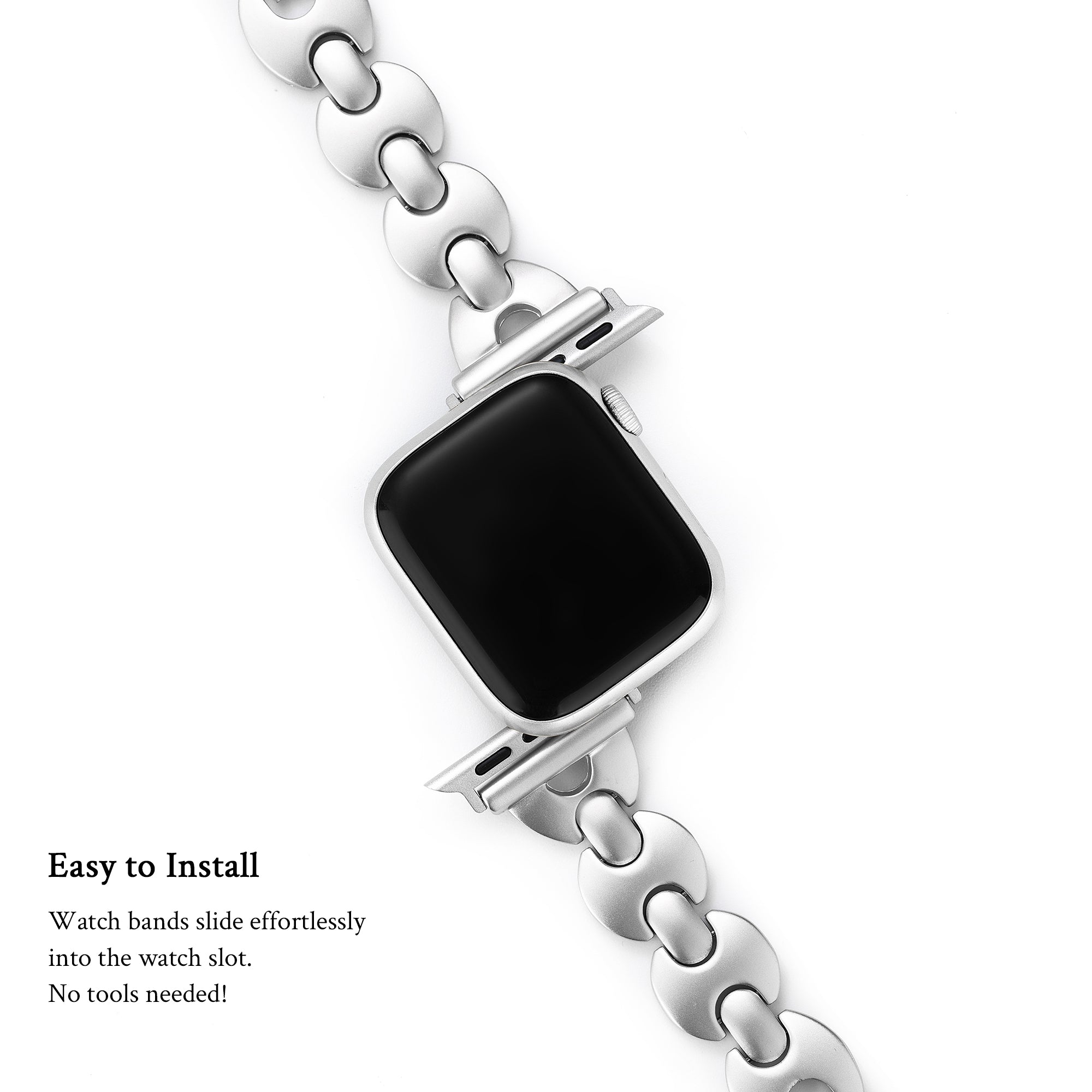 سوار ساعة معدني أنيق بتصميم هندسي لساعة Apple Watch