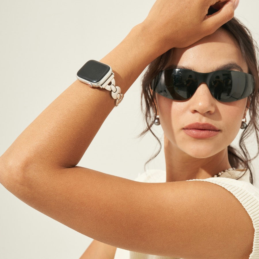 سوار ساعة معدني أنيق بتصميم هندسي لساعة Apple Watch