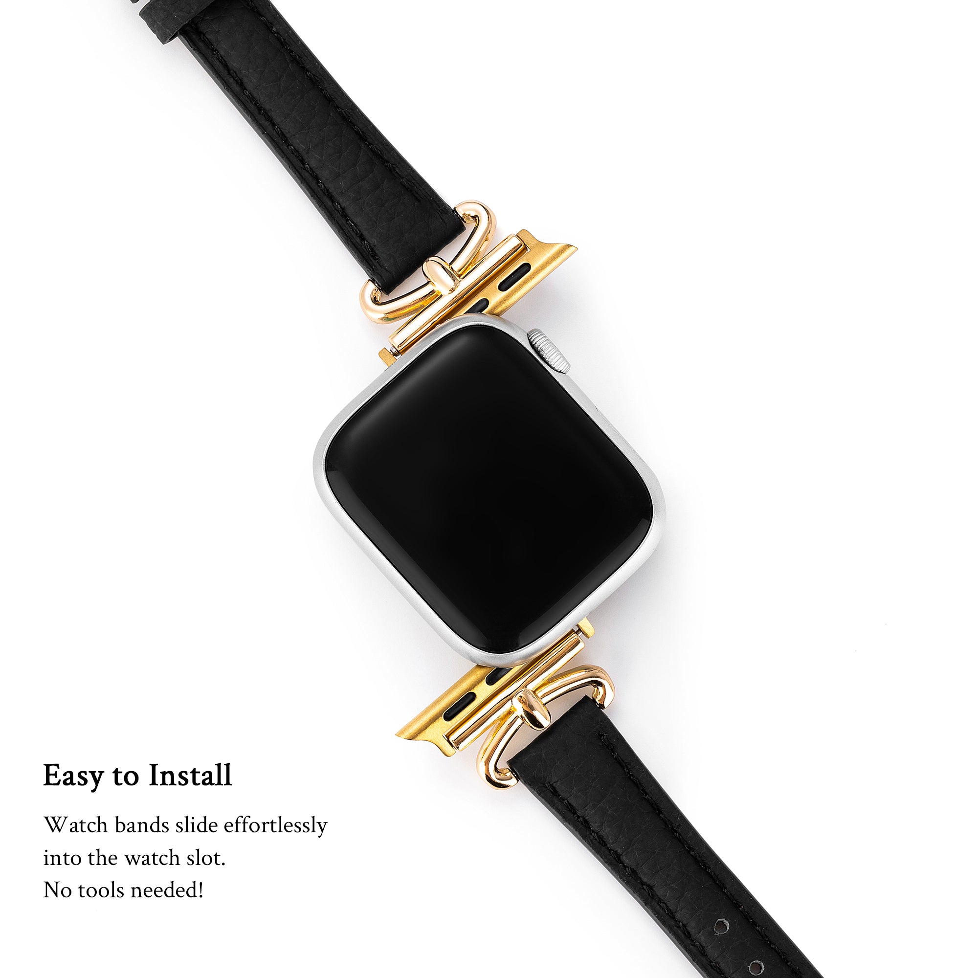 Apple Watch用メタルアクセントレザーウォッチバンド
