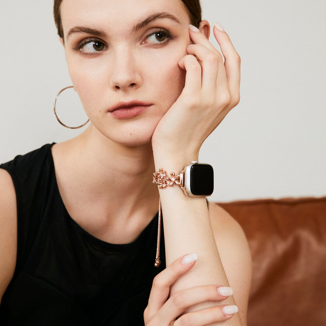 14k Gold / Platinum Plated Flowers Bloom Copper Watch Band for Fitbit