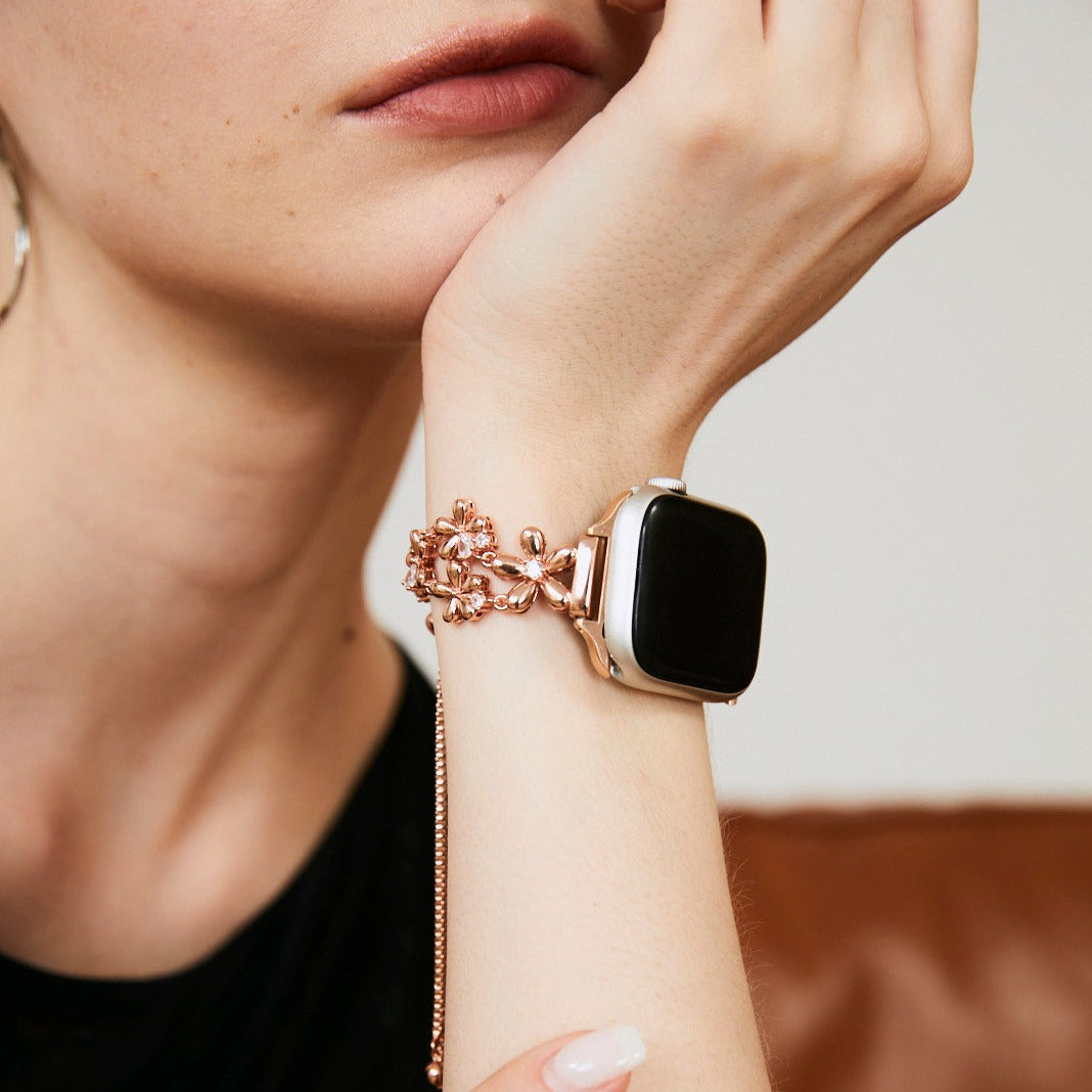 14k Gold / Platinum Plated Flowers Bloom Copper Watch Band for Fitbit