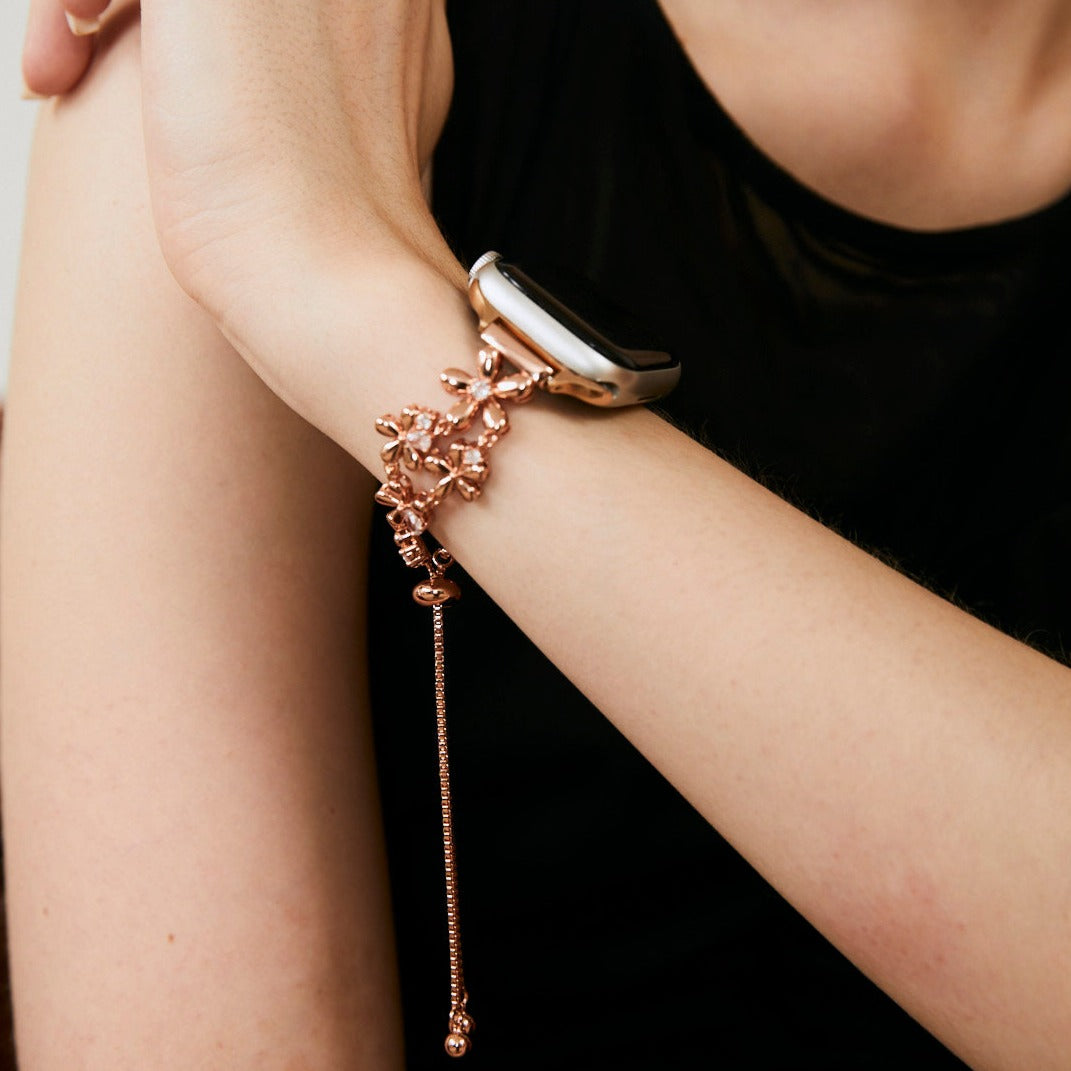 14k Gold / Platinum Plated Flowers Bloom Copper Watch Band for Fitbit