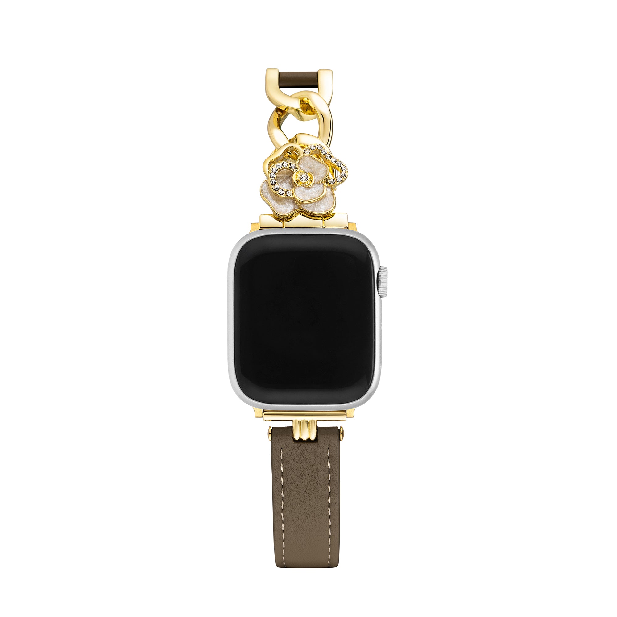 Camellia Chain Leather Watch Band for Fitbit