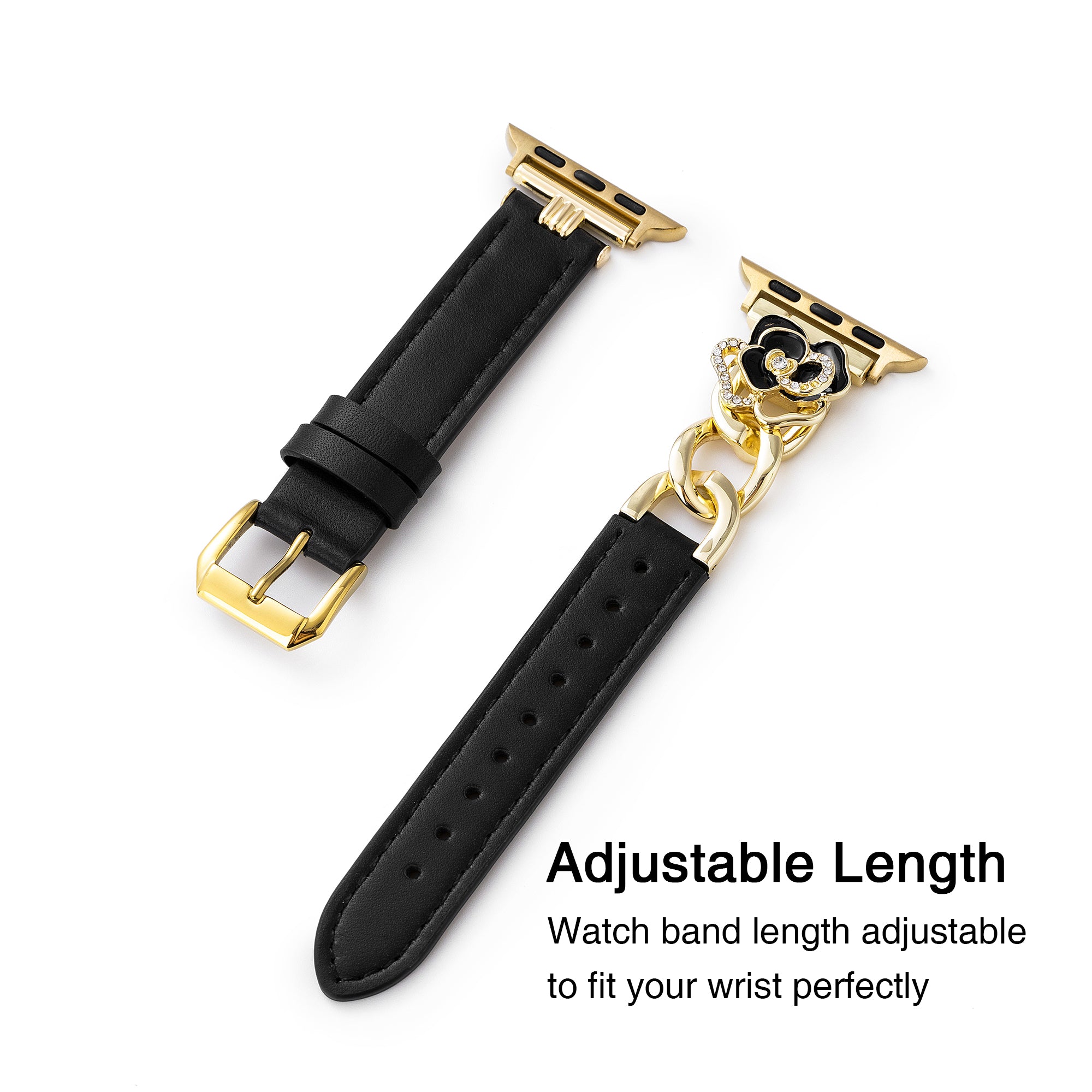 Camellia Chain Leather Watch Band for Fitbit