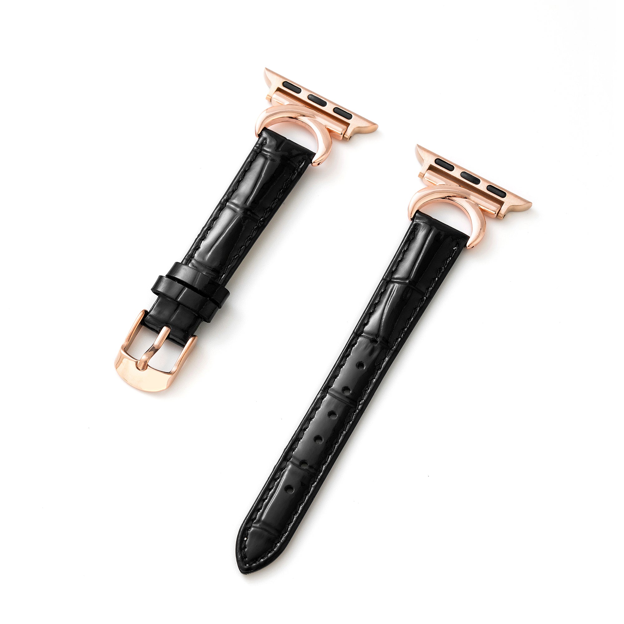 竹の粒状パテントレザー腕時計バンド