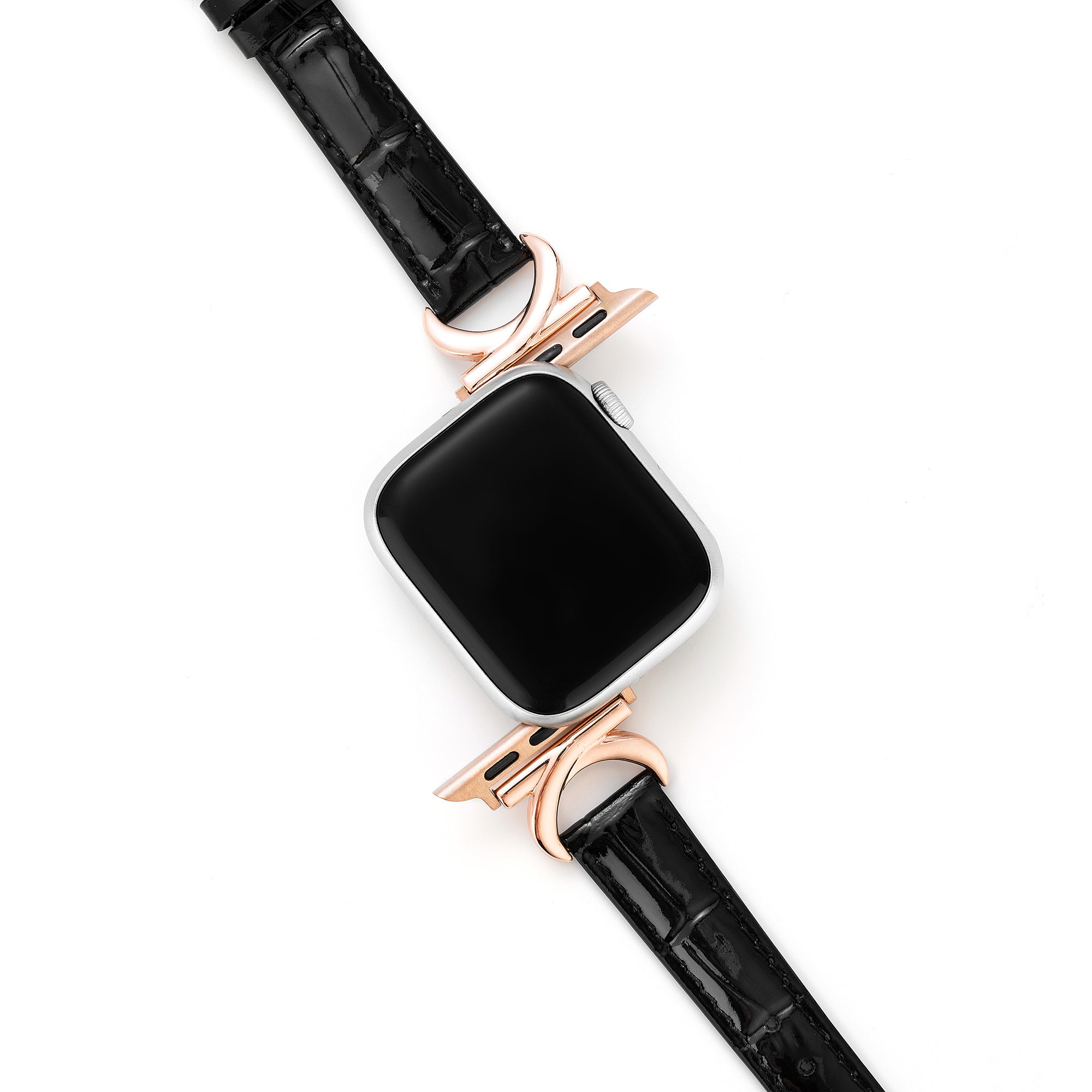 竹の粒状パテントレザー腕時計バンド