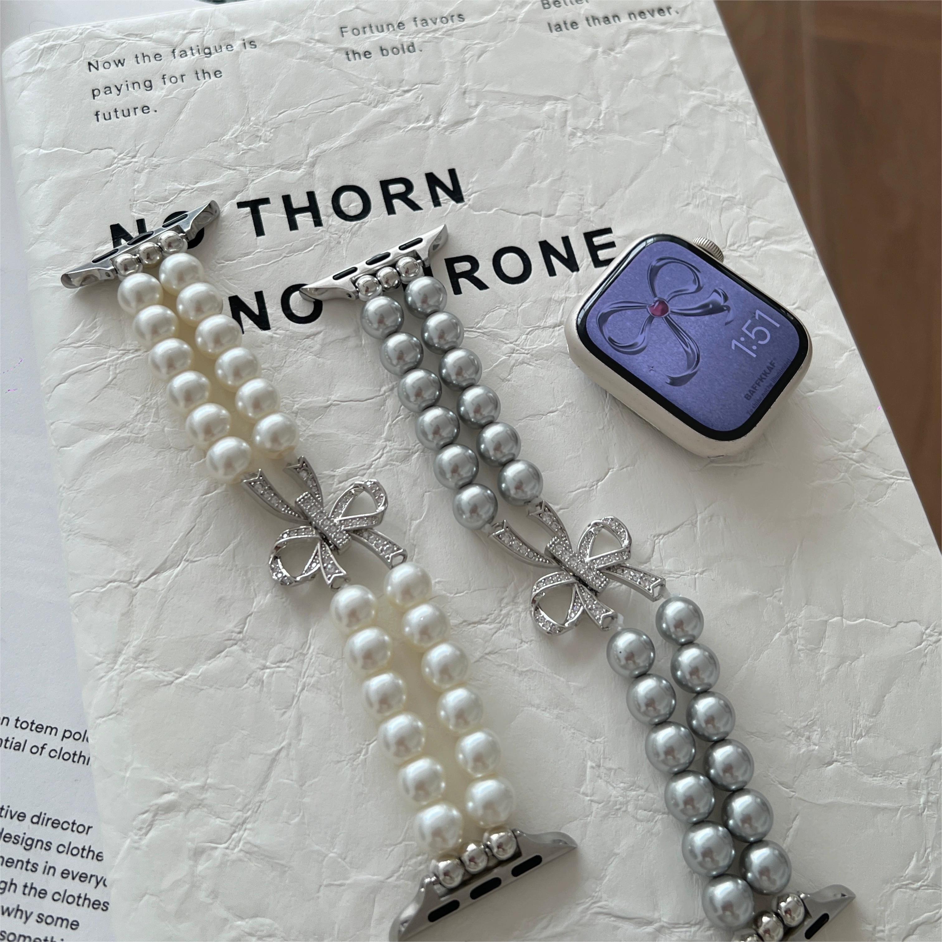 Double Pearl-Beaded Watch Band for Apple Watch