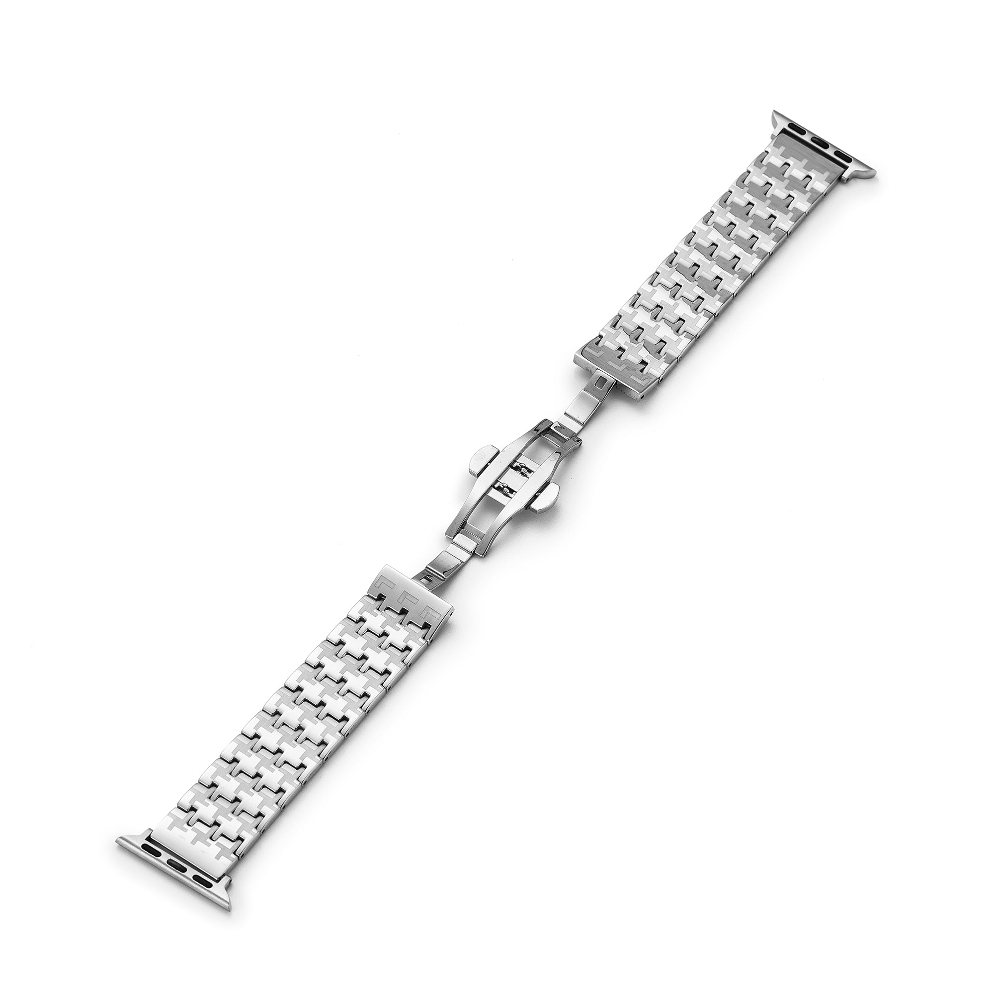 Stainless Steel Houndstooth Watch Band