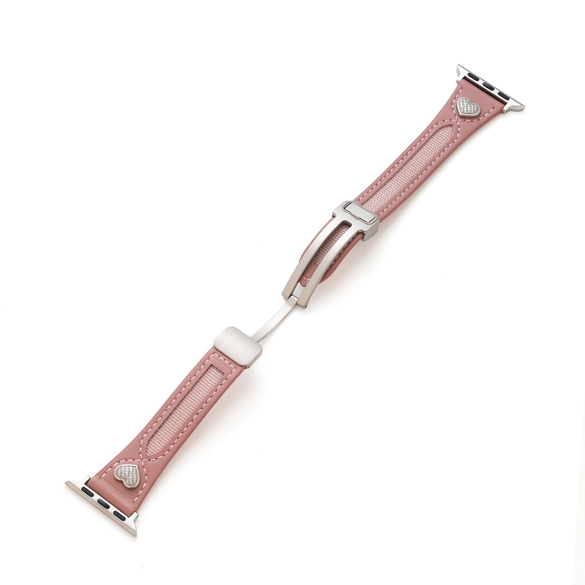 Heart Adorned Leather Watch Band for Apple Watch