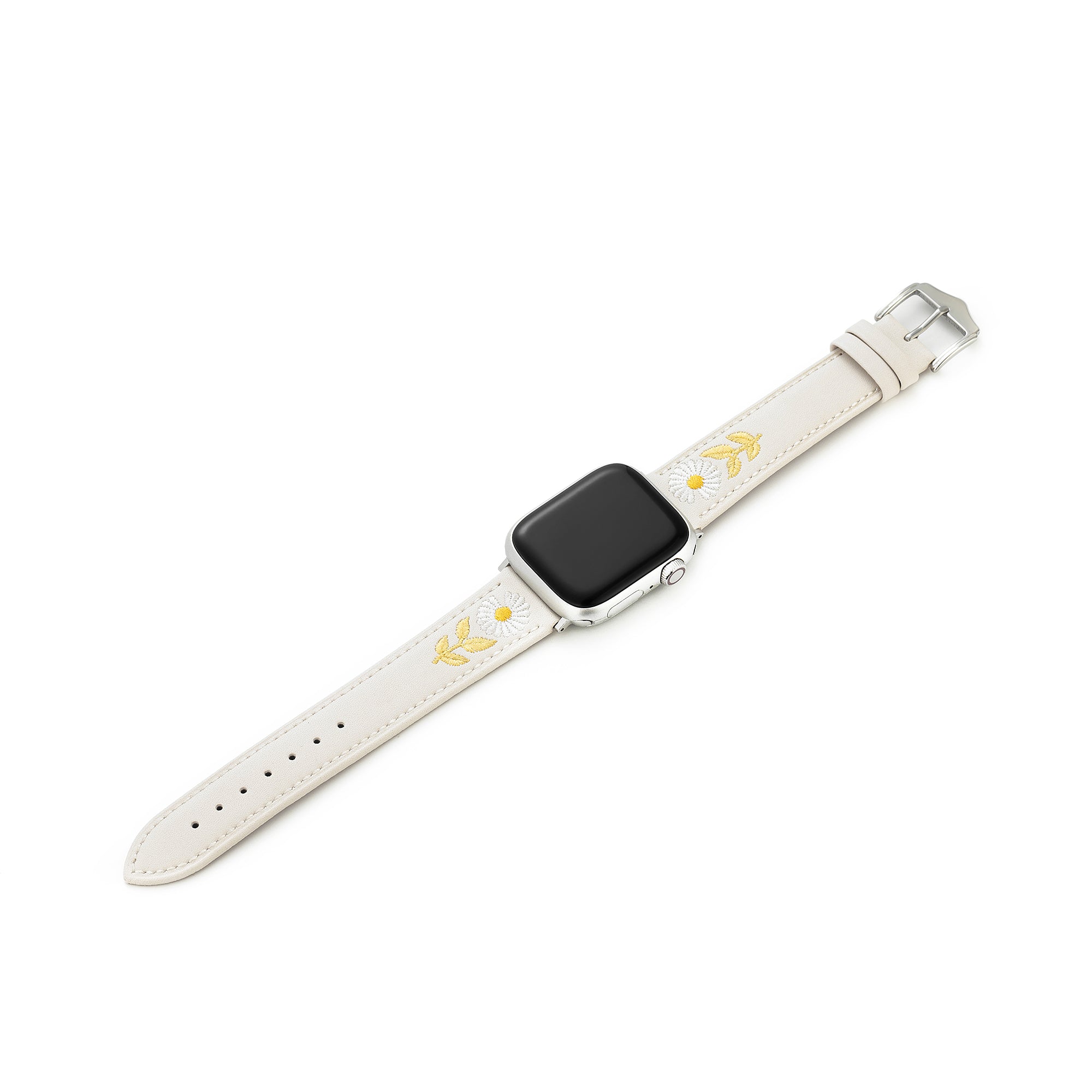 Women's Embroidered Daisy Leather Watch Band for Apple Watch