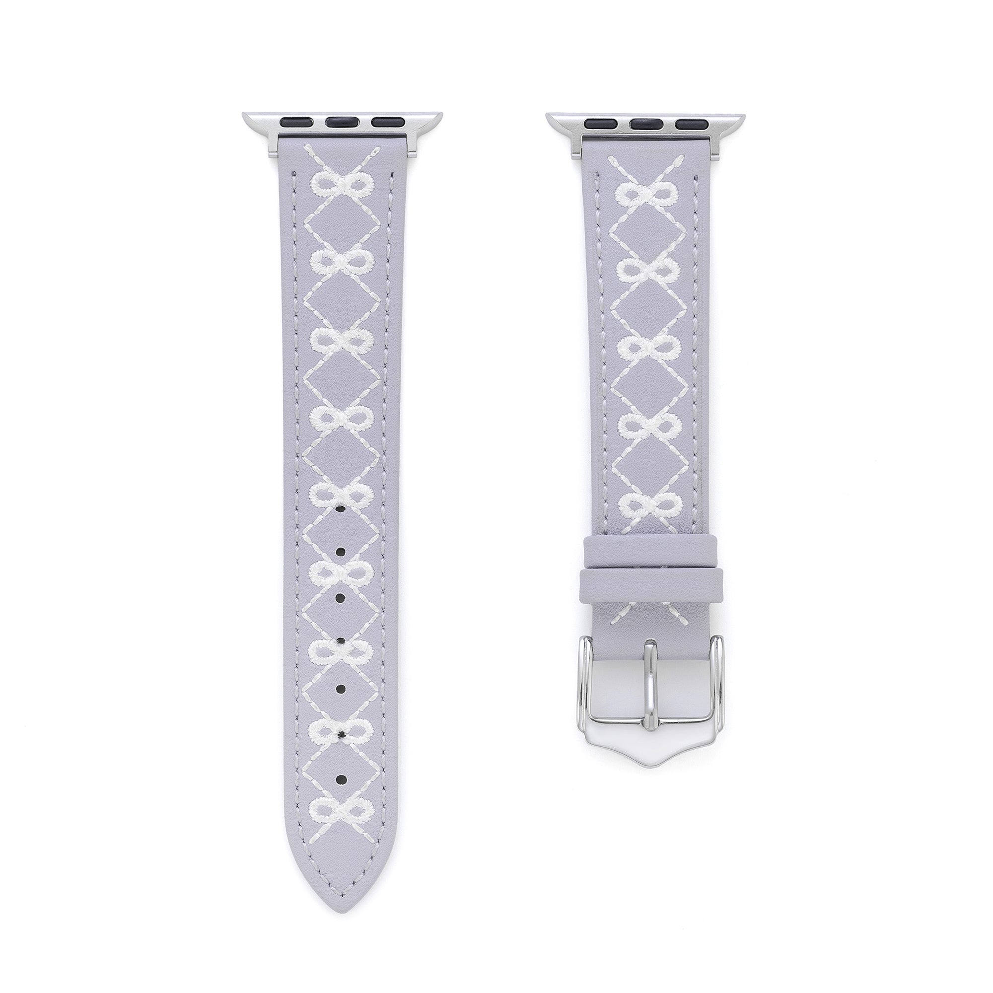 Women's Embroidered Bow Leather Watch Band for Garmin