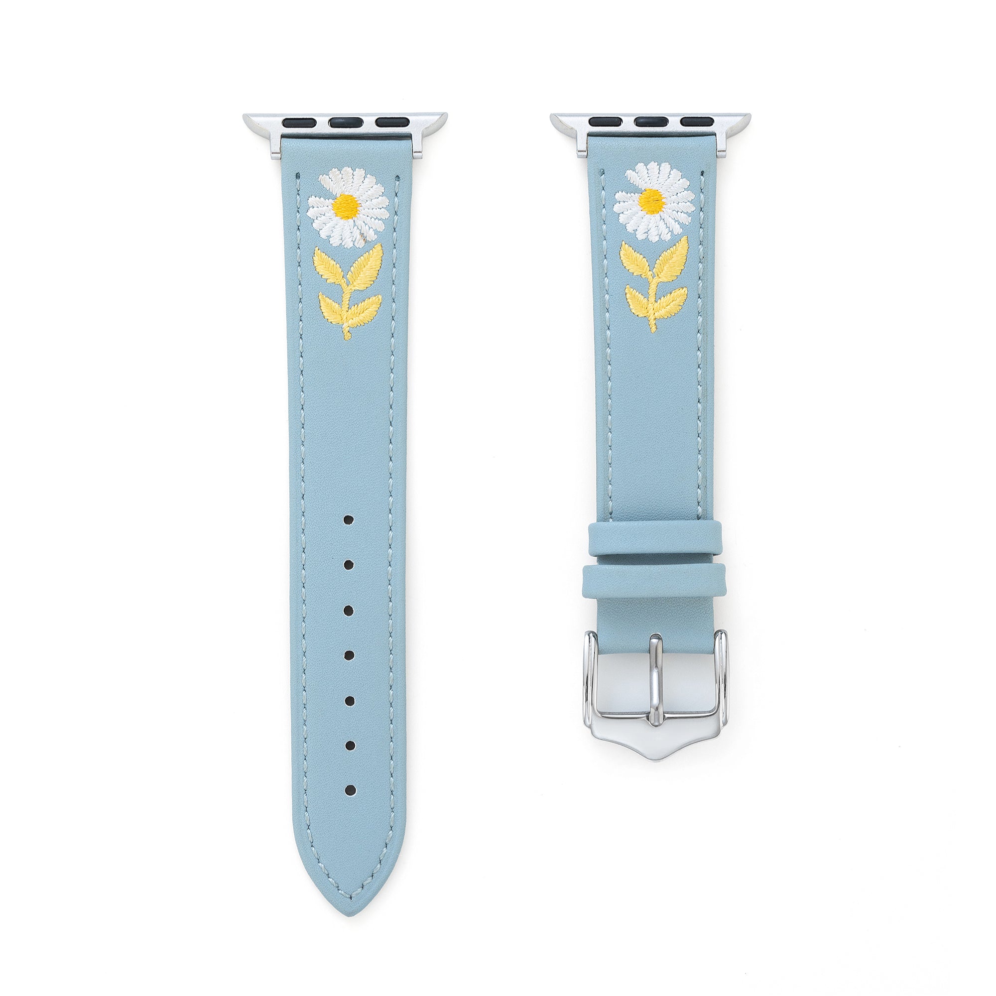 Women's Embroidered Daisy Leather Watch Band for Apple Watch