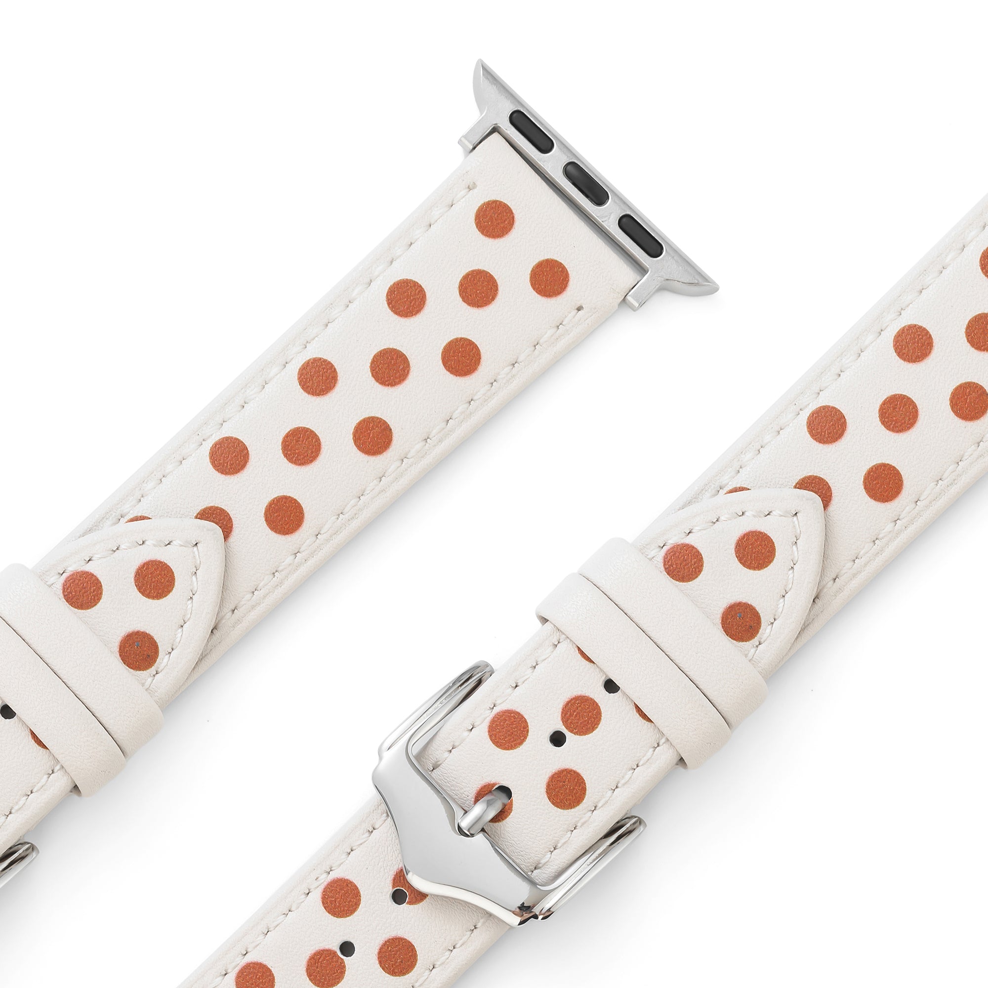 سوار ساعة أبل للنساء من الجلد منقوش بنقشة بولكا دوت