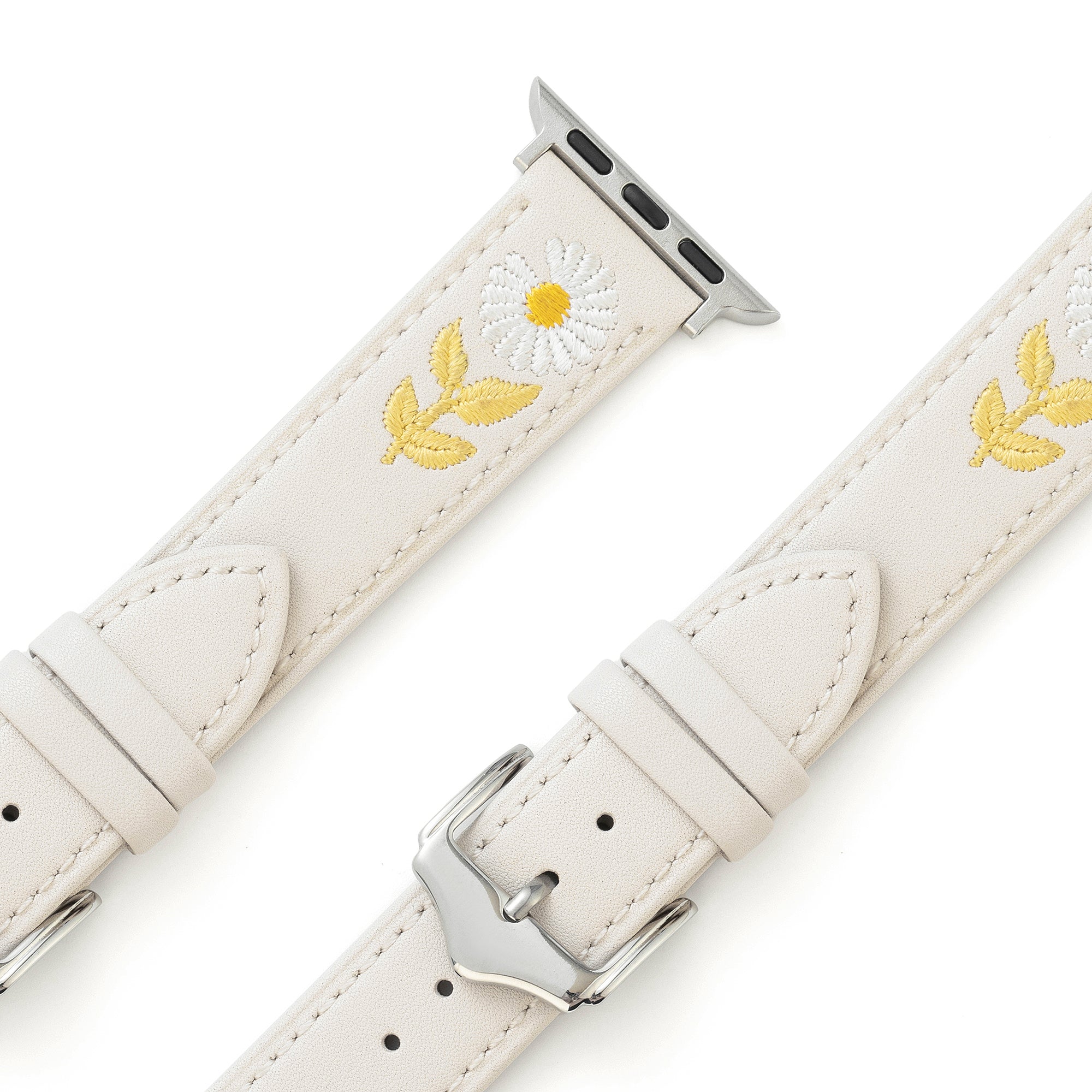 Besticktes Gänseblümchen-Lederarmband für Apple Watch