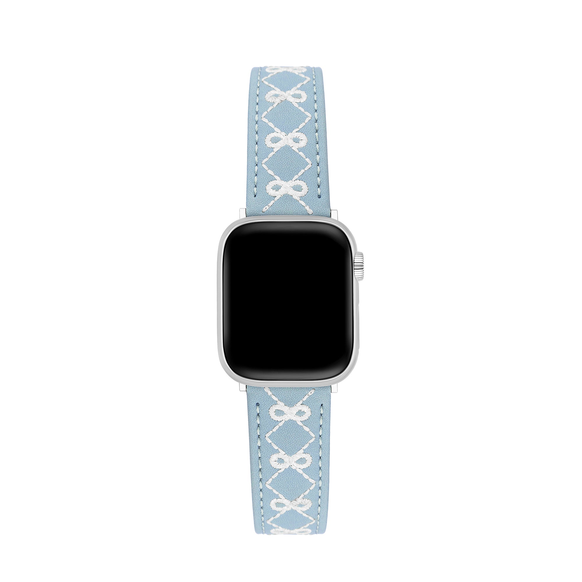 レディース 刺繍入り リボンレザー ウォッチバンド Apple Watch用