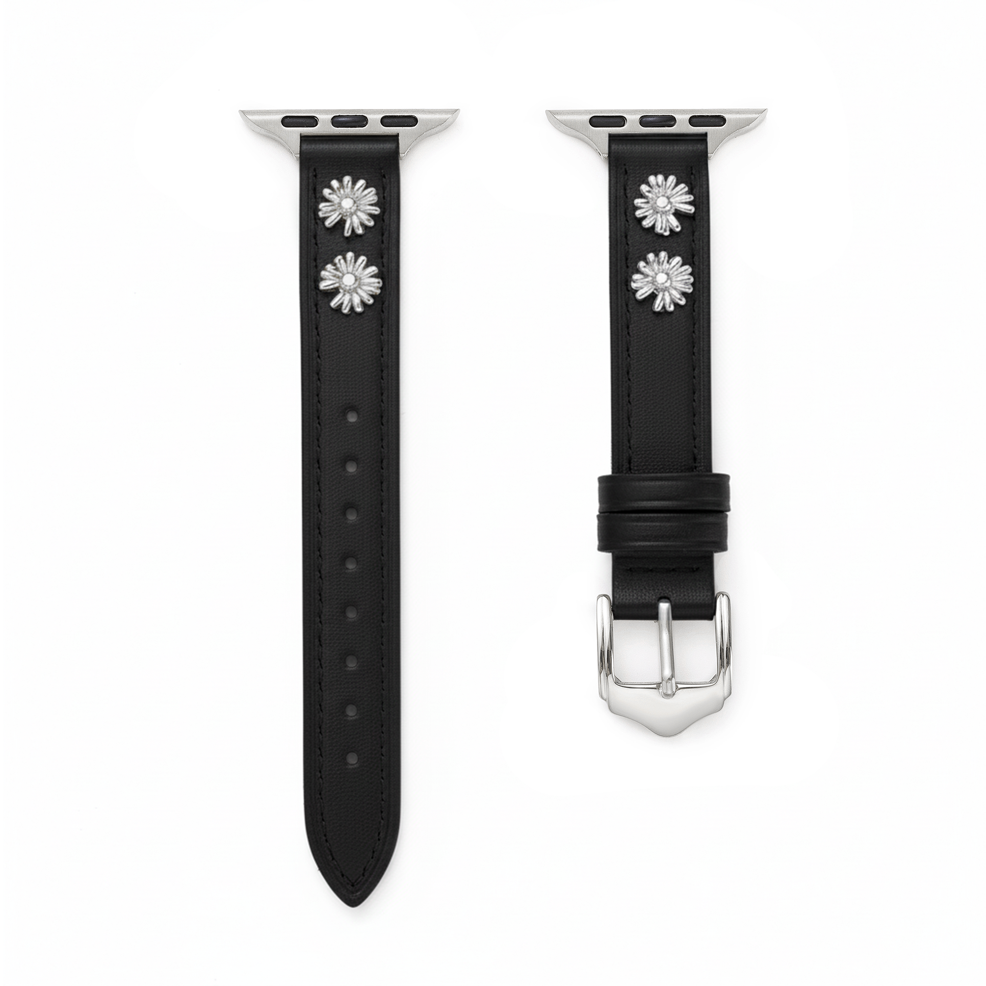 14k Gold Platinum Plated Daisy Leather Watch Band for Fitbit