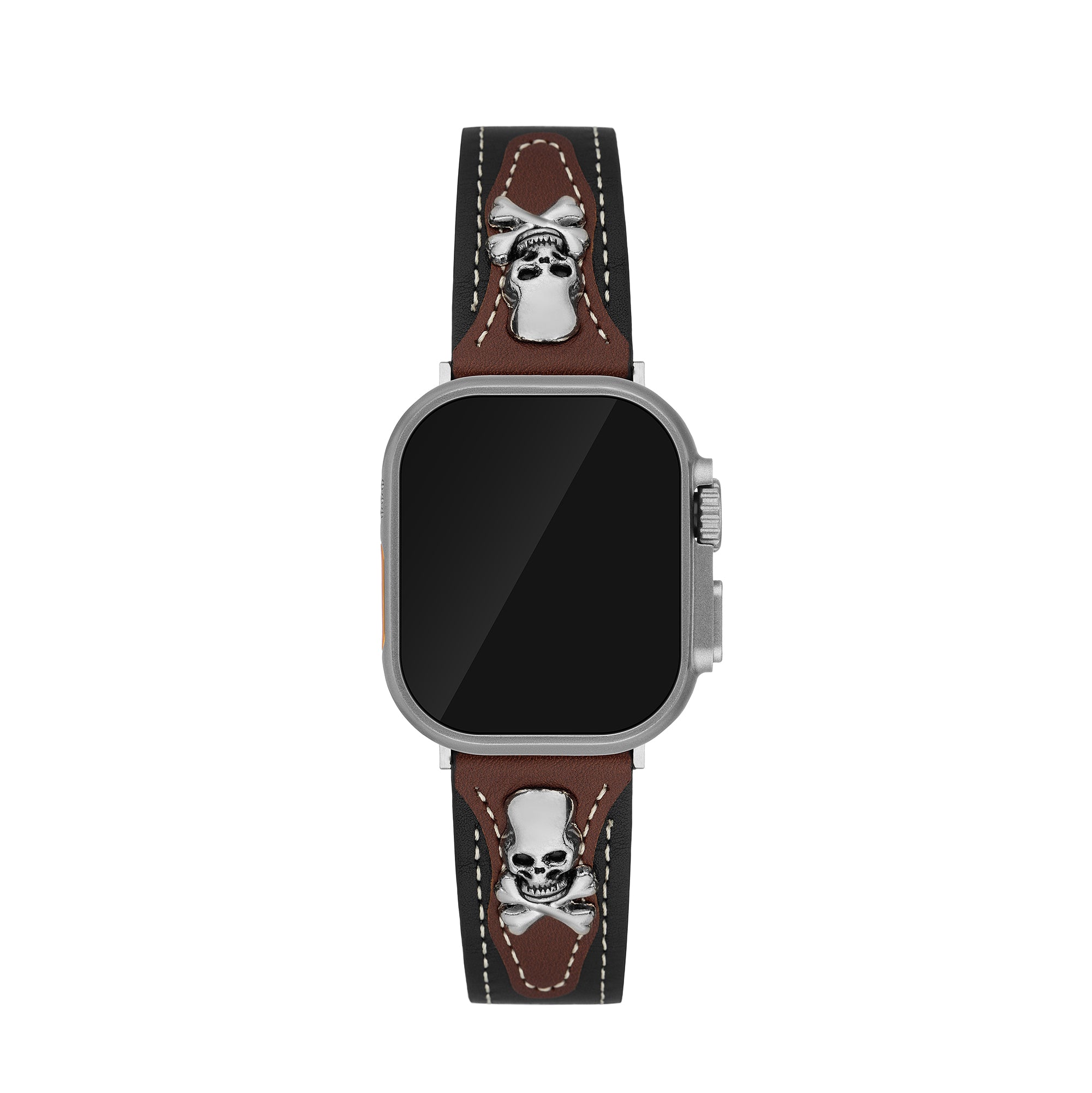 سوار ساعة رجالي معدني على شكل جمجمة لساعة Apple Watch