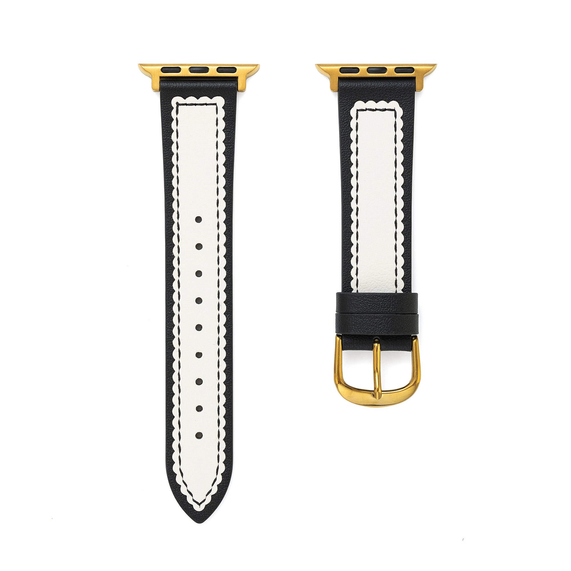 سوار ساعة جلدي نسائي ذو لونين بتصميم صدفي لساعة Apple Watch