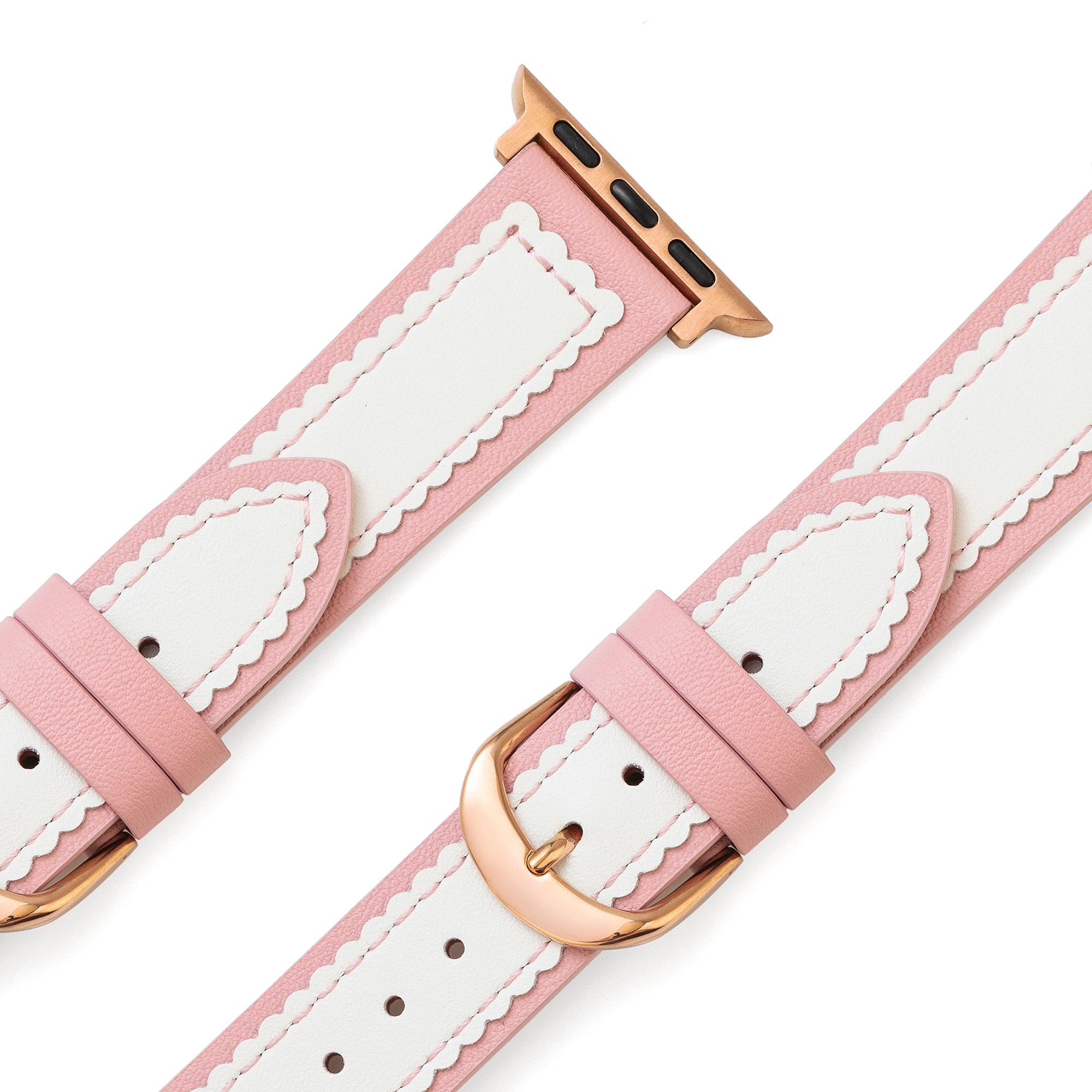 سوار ساعة جلدي نسائي ذو لونين بتصميم صدفي لساعة Apple Watch