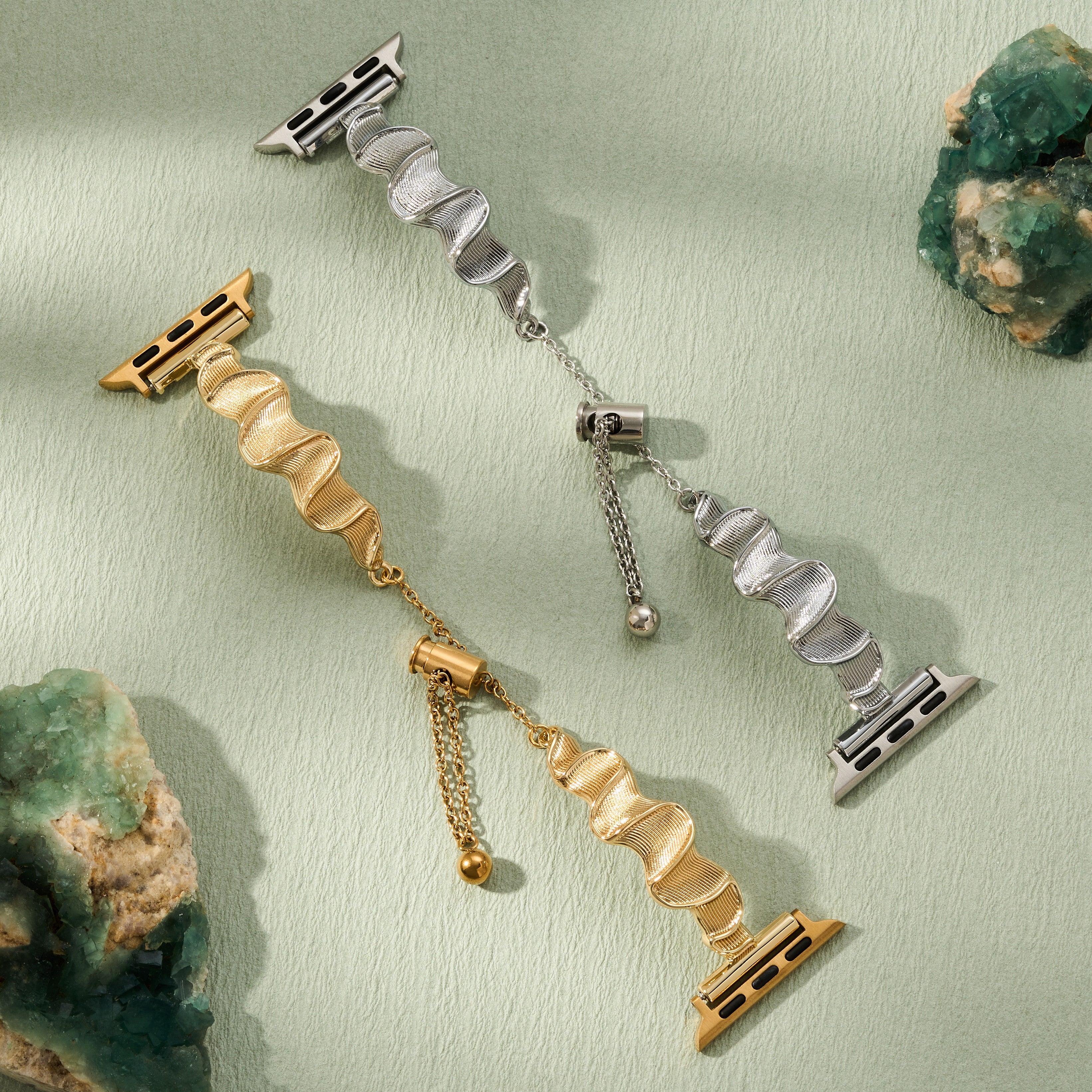 Sleek Wavy Metal Watch Band for Fitbit