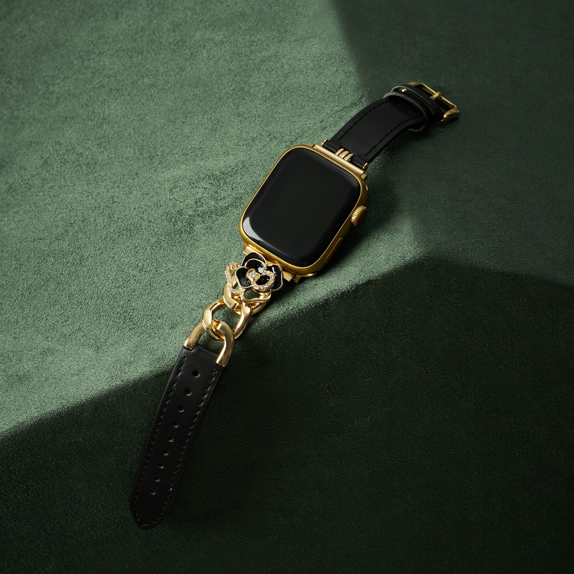 Camellia Chain Leather Watch Band for Fitbit