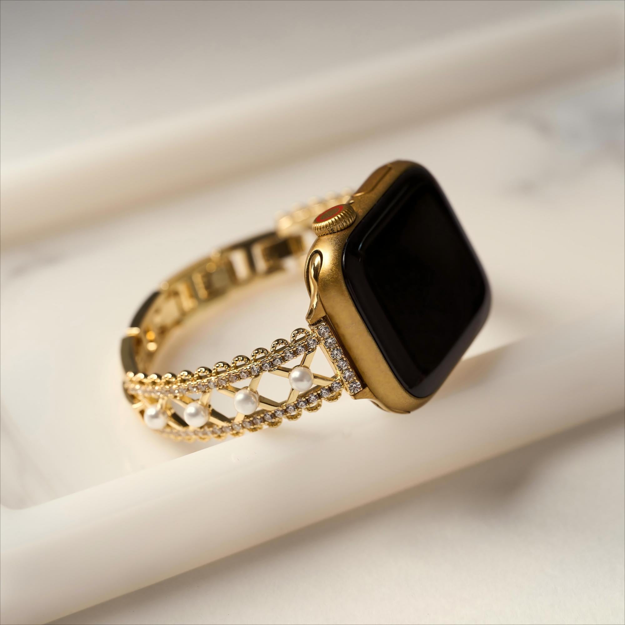 Lace-Inspired Pearl Watch Band for Galaxy