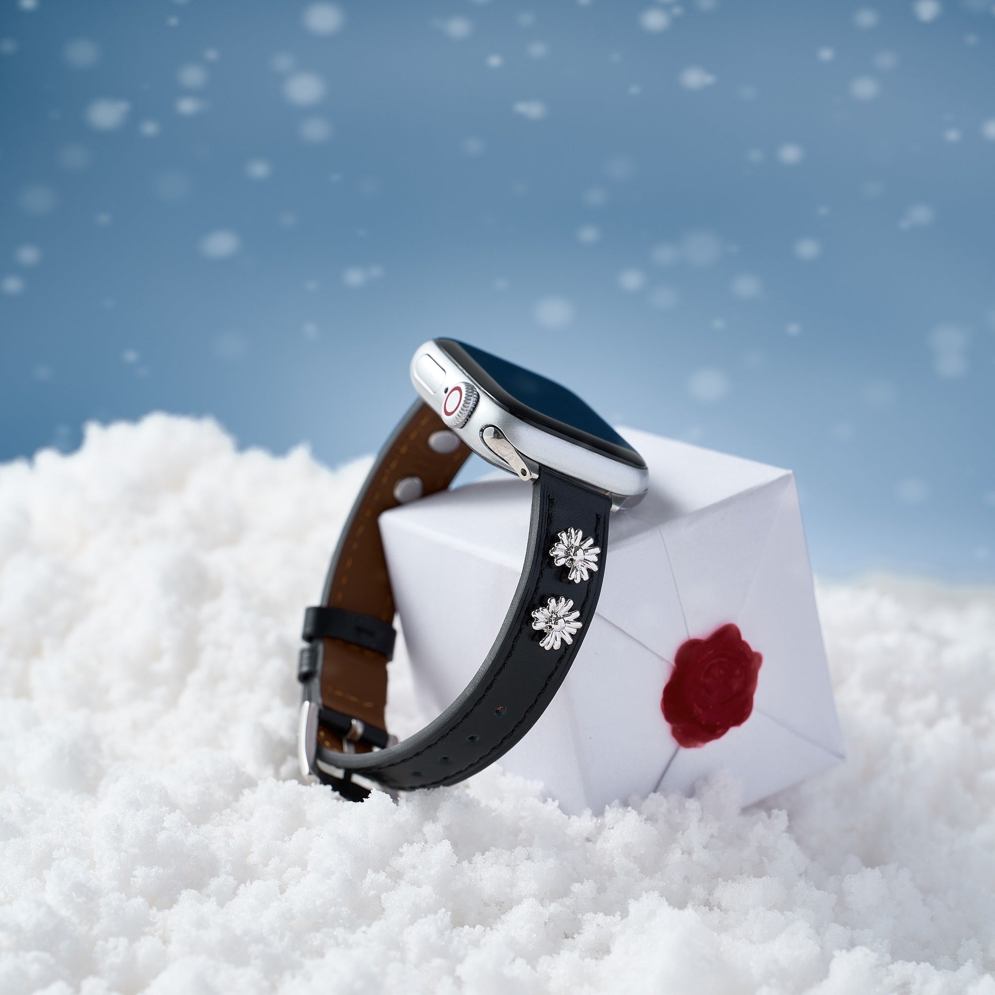 Fitbit用レディースデイジーレザーウォッチバンド