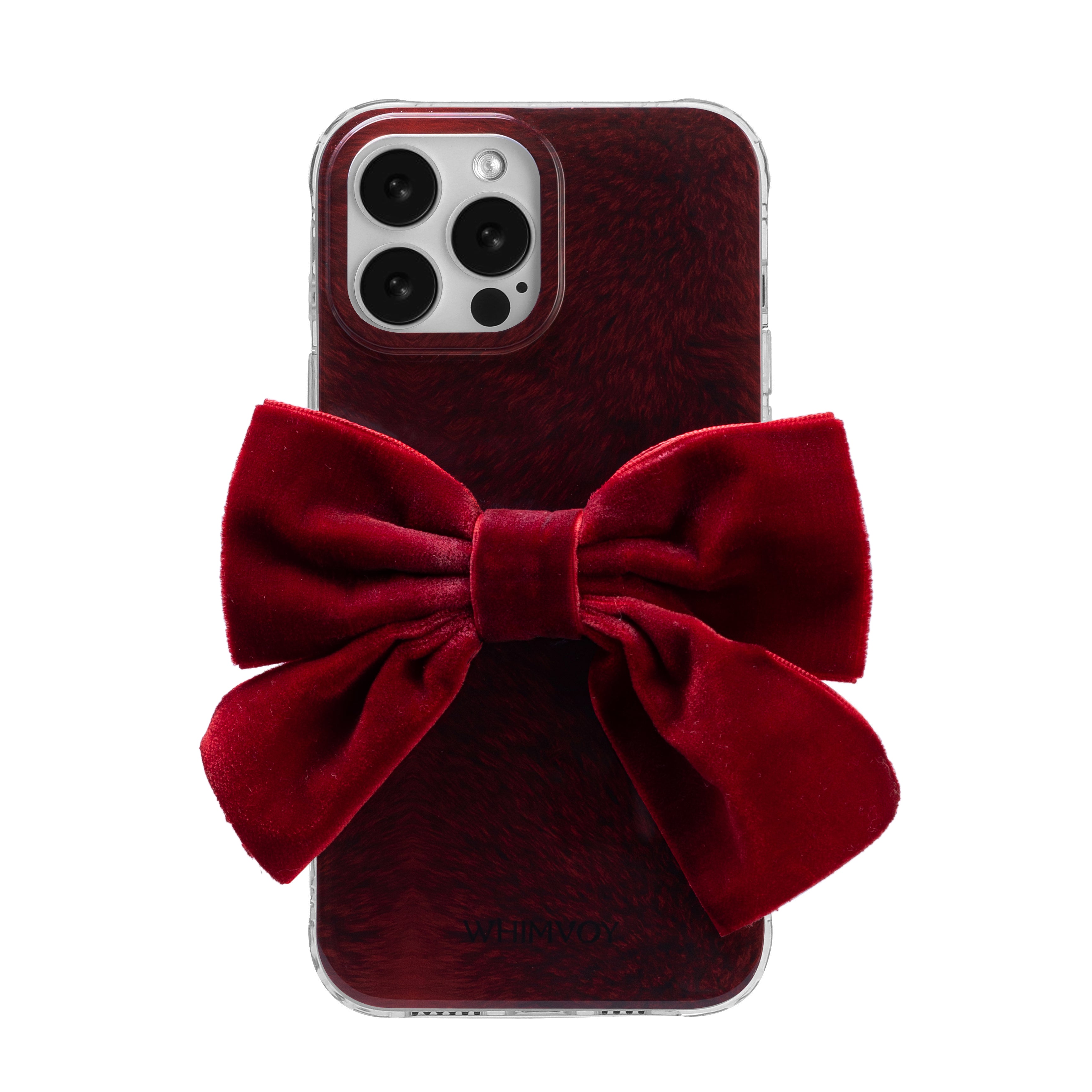 Christmas Velvet Bowknot Phone Case, iPhone 16 / Black Christmas Velvet Bowknot Phone Case, iPhone 16 / Black