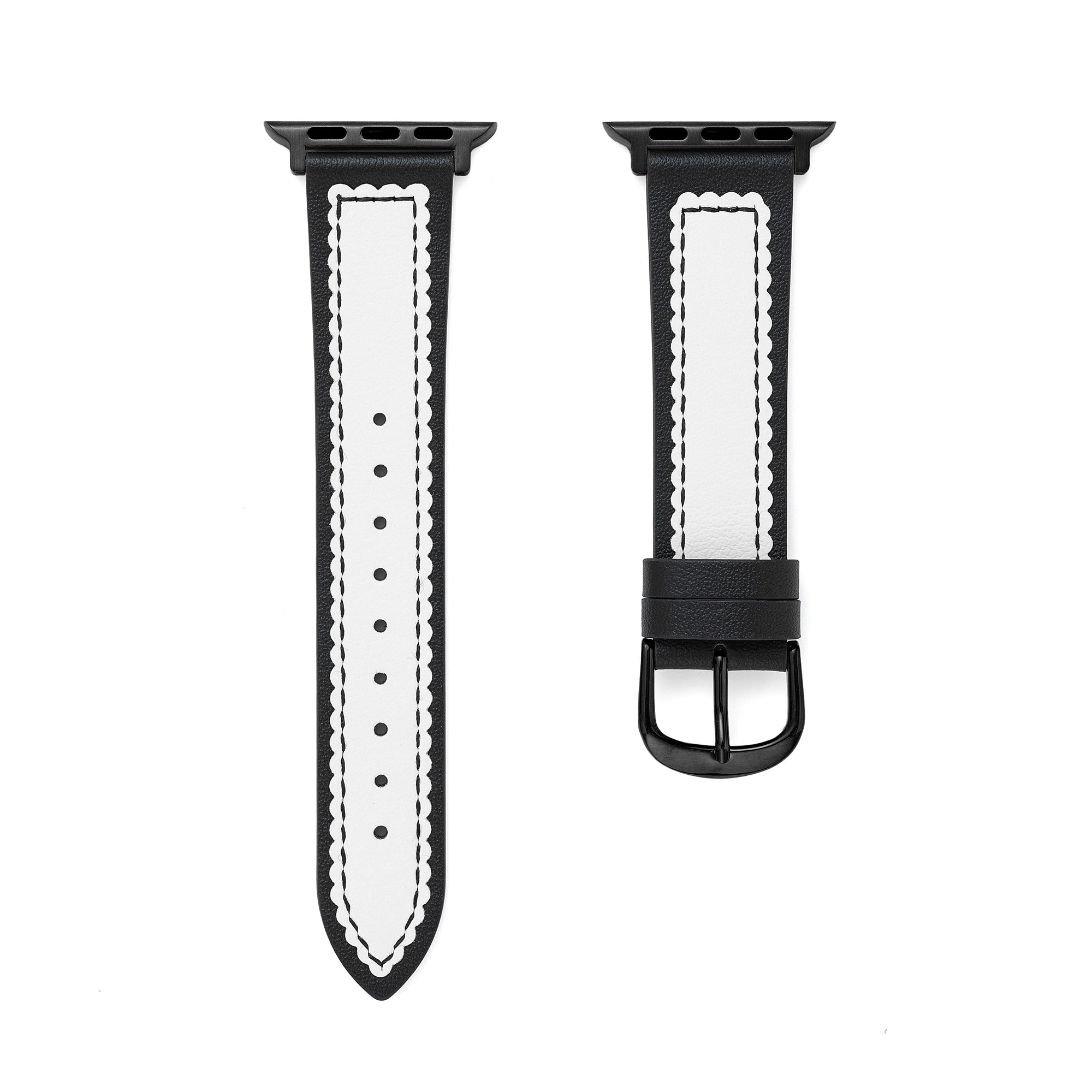 سوار ساعة جلدي نسائي ذو لونين بتصميم صدفي لساعة Apple Watch