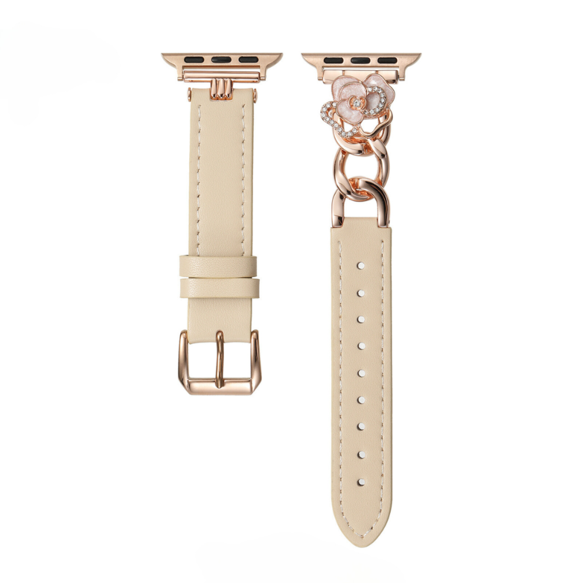Camellia Chain Leather Watch Band for Fitbit