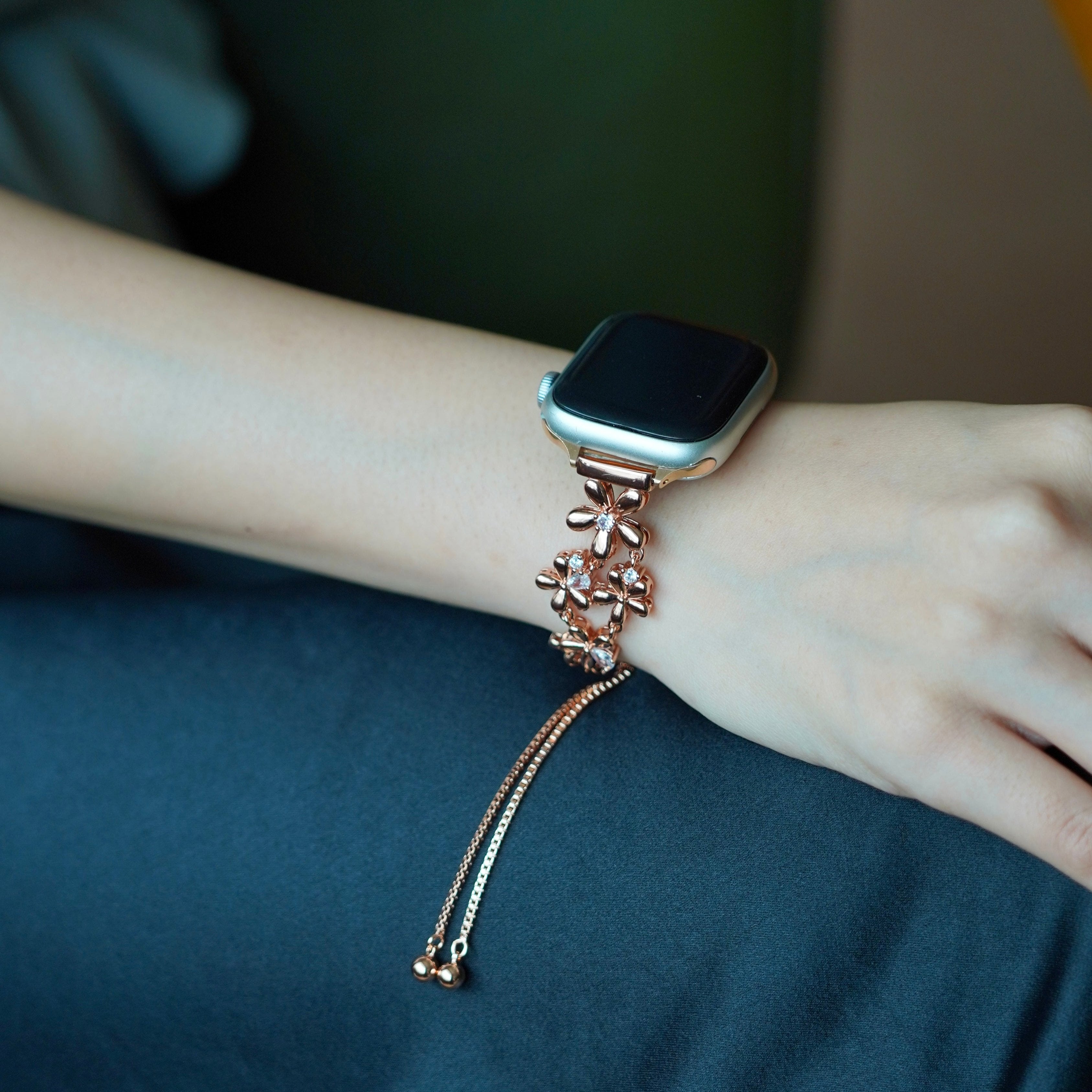 14ct Gold / Platinum Plated Flowers Bloom Copper Watch Band for Fitbit