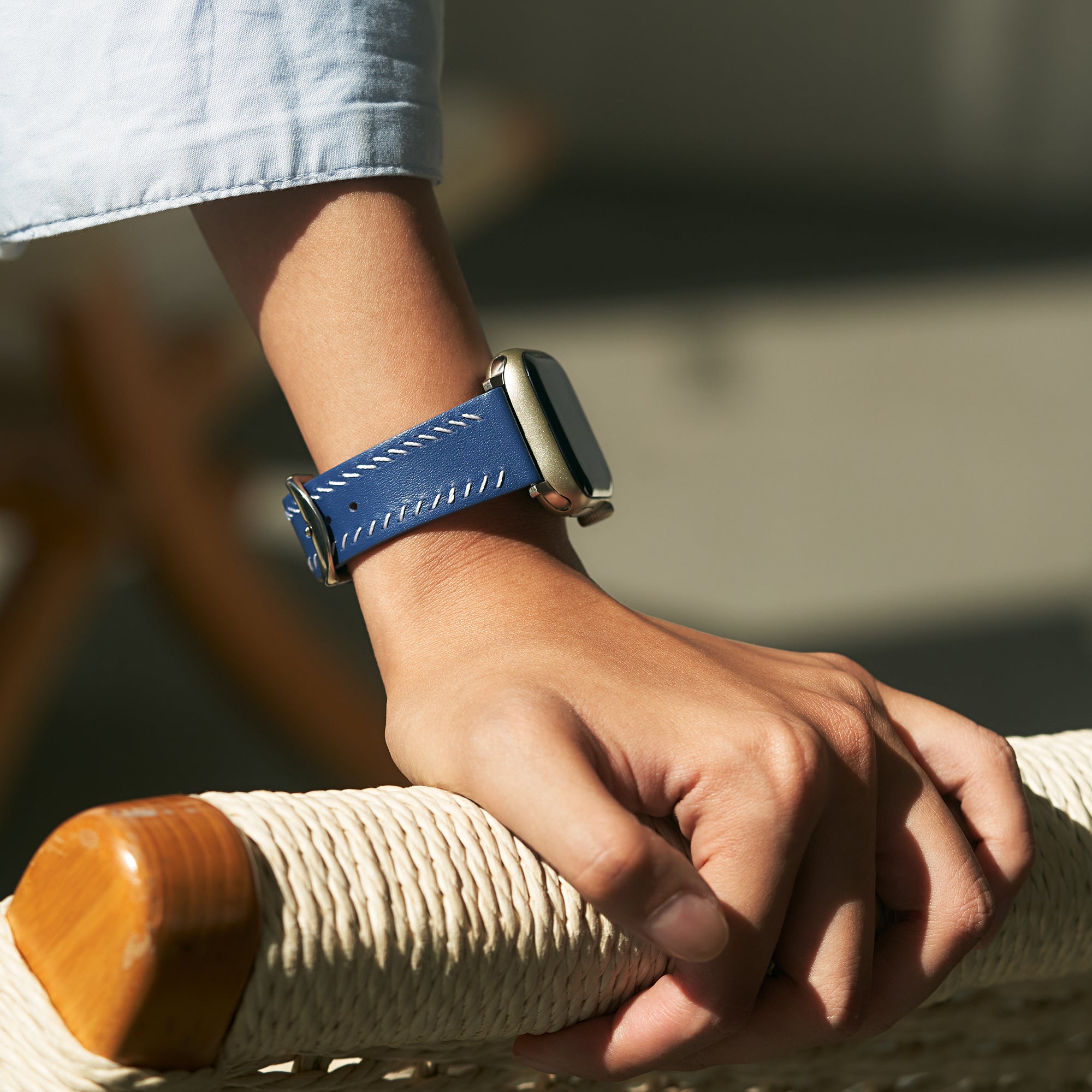 Garmin用ユニセックスステッチレザーウォッチバンド