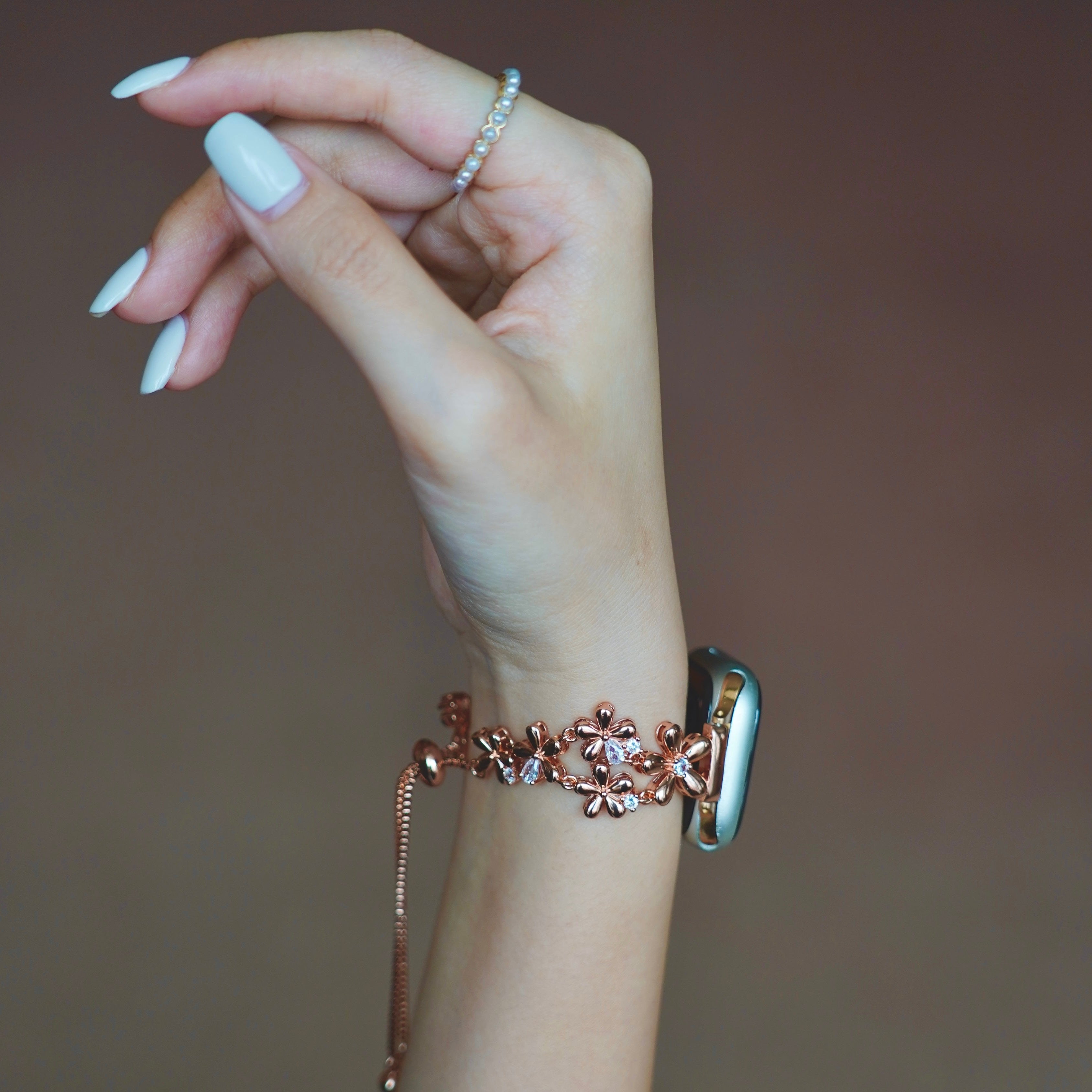 14k Gold / Platinum Plated Flowers Bloom Copper Watch Band for Fitbit