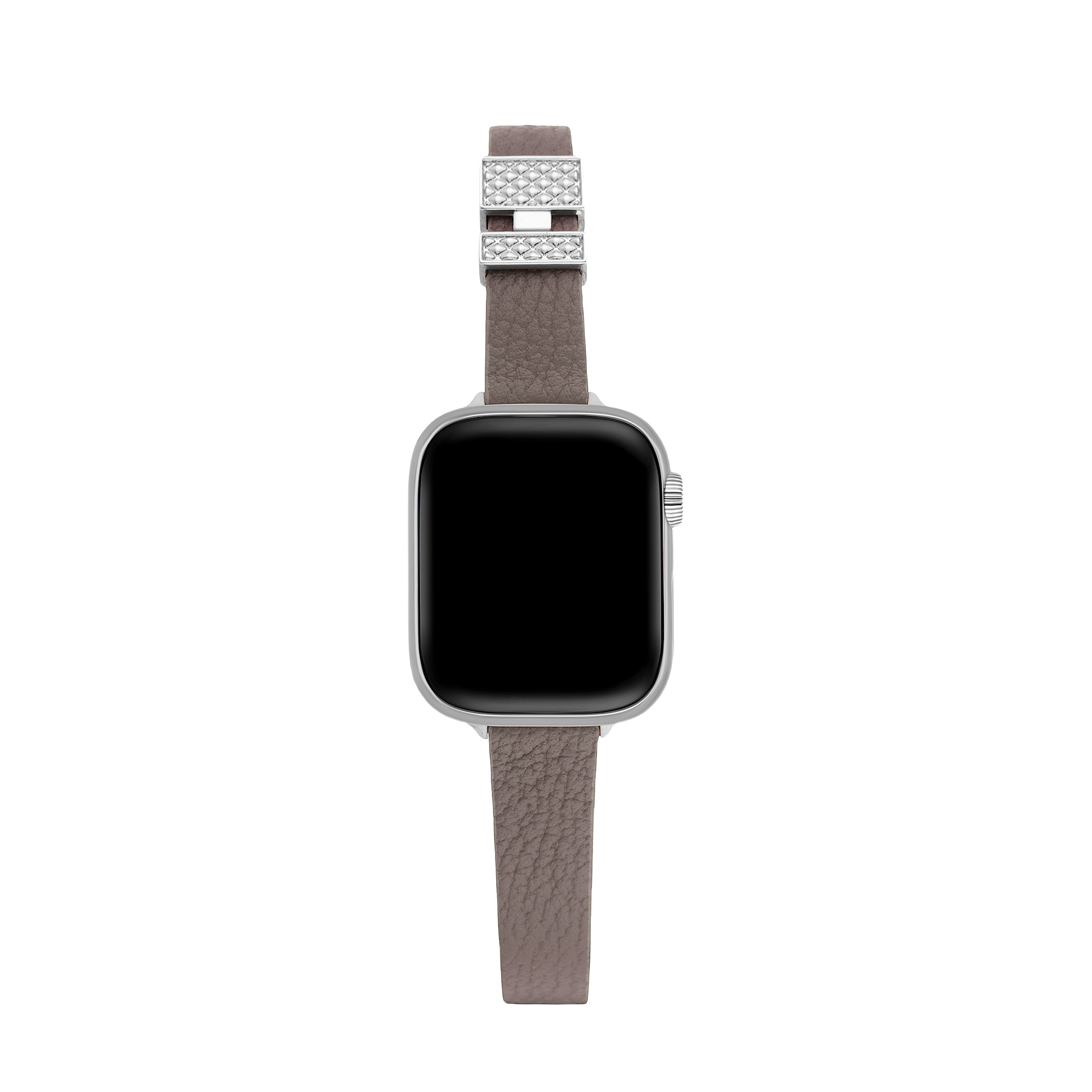 Buckle Accented Grainy Leather Watch Band