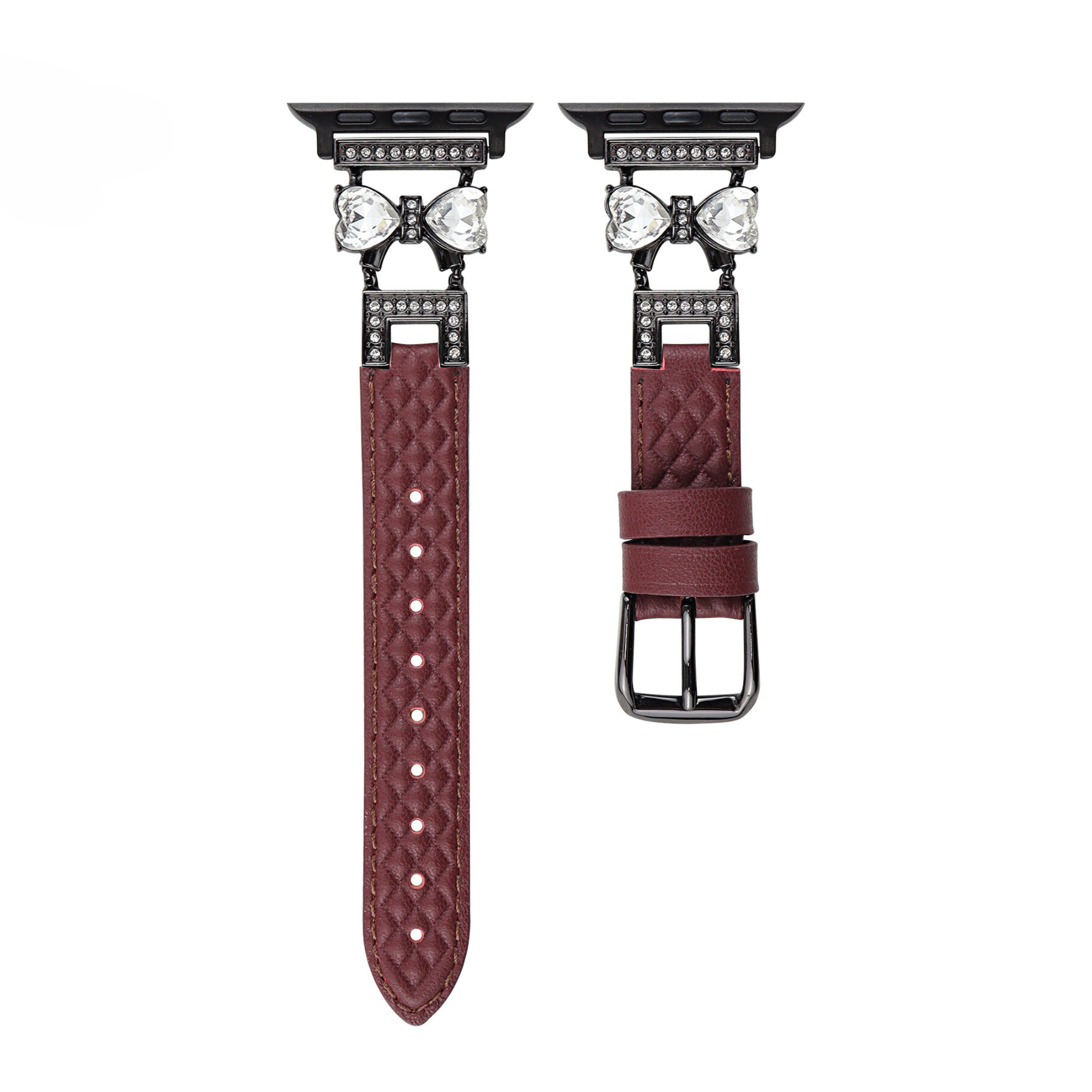 ラインストーン 蝶結び レザー ウォッチバンド