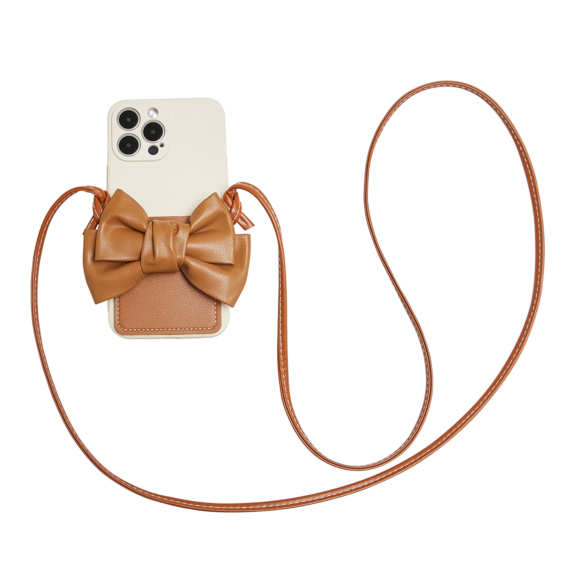 Bowknot Card Holder Phone Case with Cross-body Strap for Women Black Brown iPhone Case with Card Slot, iPhone 16 Pro / Black Bowknot Card Holder Phone Case with Cross-body Strap for Women Black Brown iPhone Case with Card Slot, iPhone 16 Pro / Black