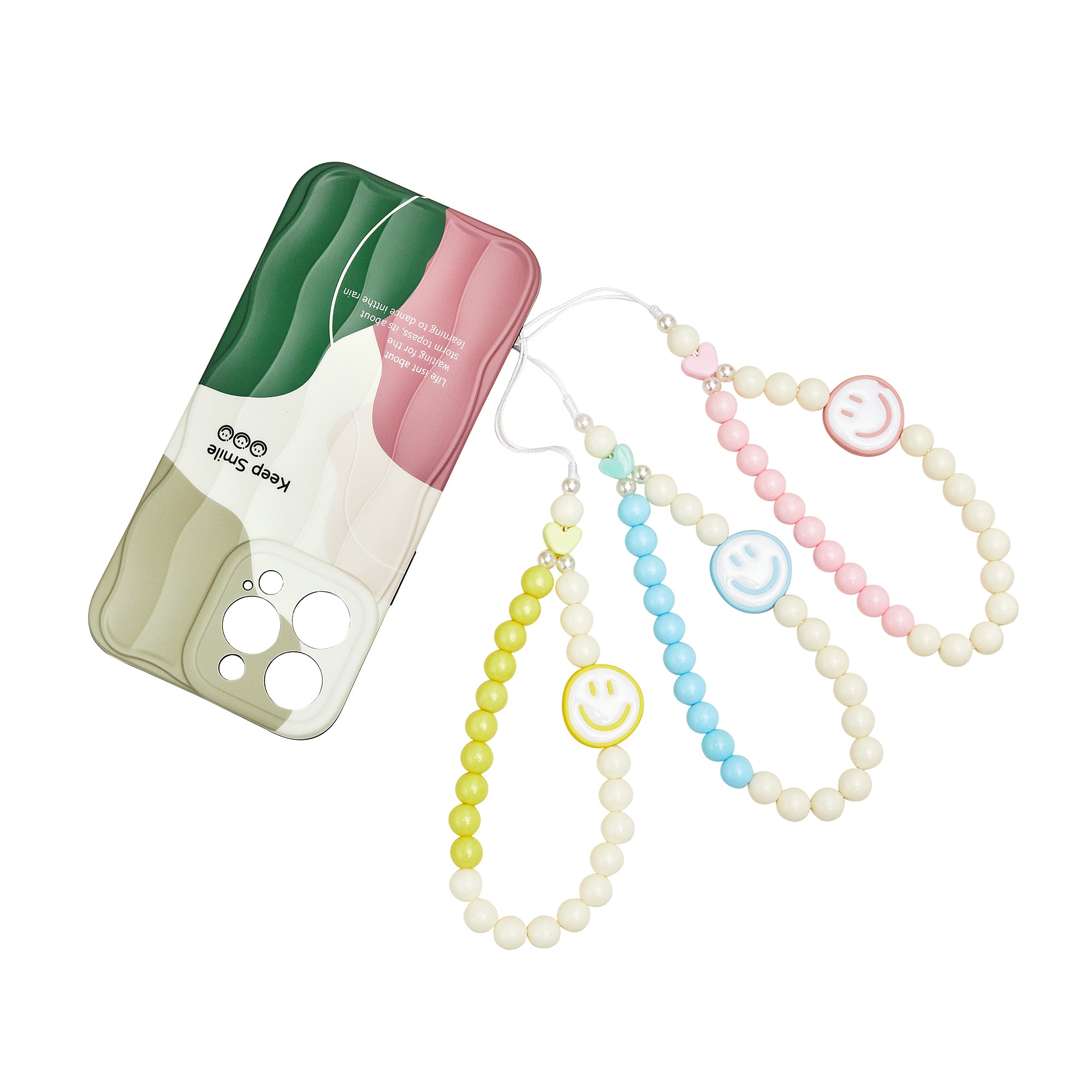 SMOL Smiley Face Phone Strap, Happy Face Emoji and Pearl Cell Phone Ch
