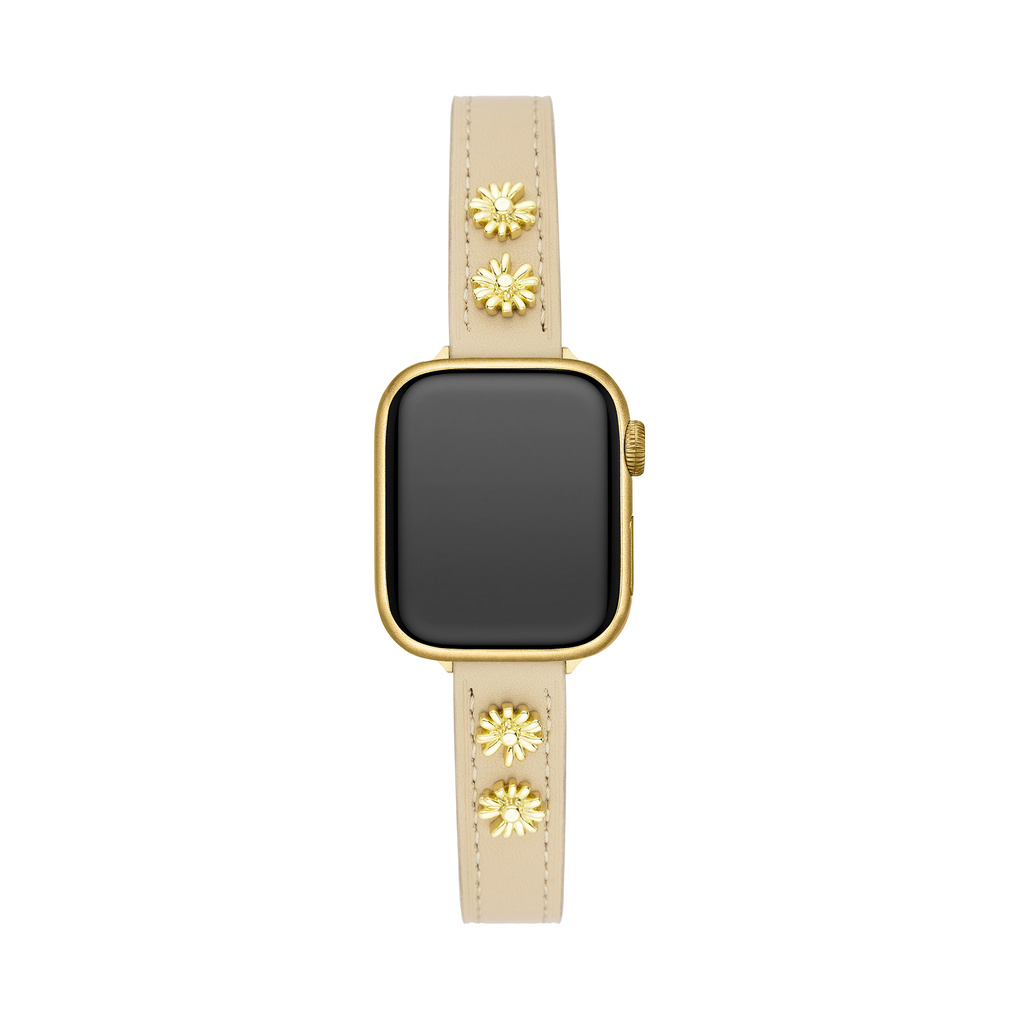 14k Gold- / Platin-beschichtetes Gänseblümchen-Lederarmband für Apple Watch