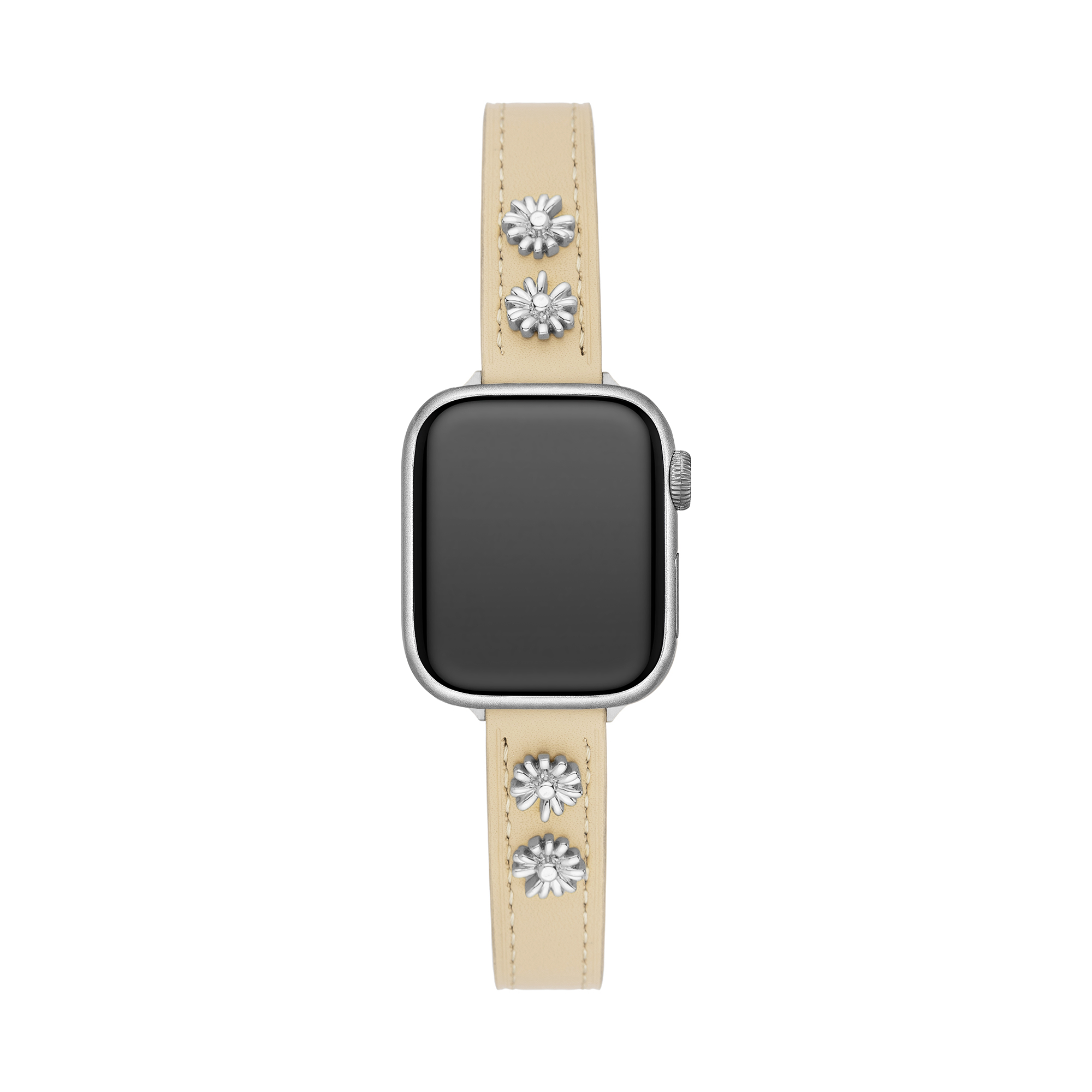 14k Gold- / Platin-beschichtetes Gänseblümchen-Lederarmband für Apple Watch