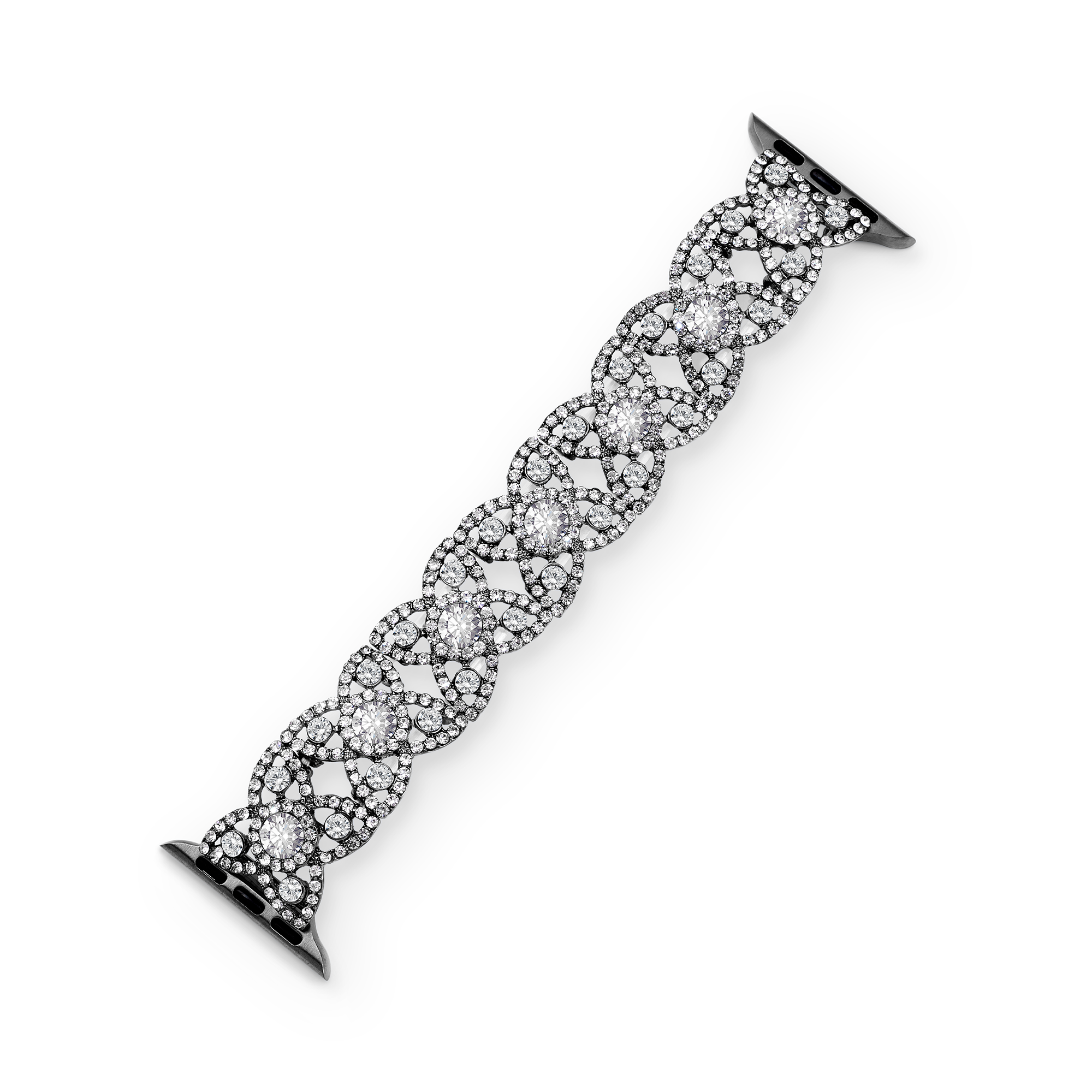 سوار مرن مزين بزهرة من أحجار الراين لساعة Apple Watch