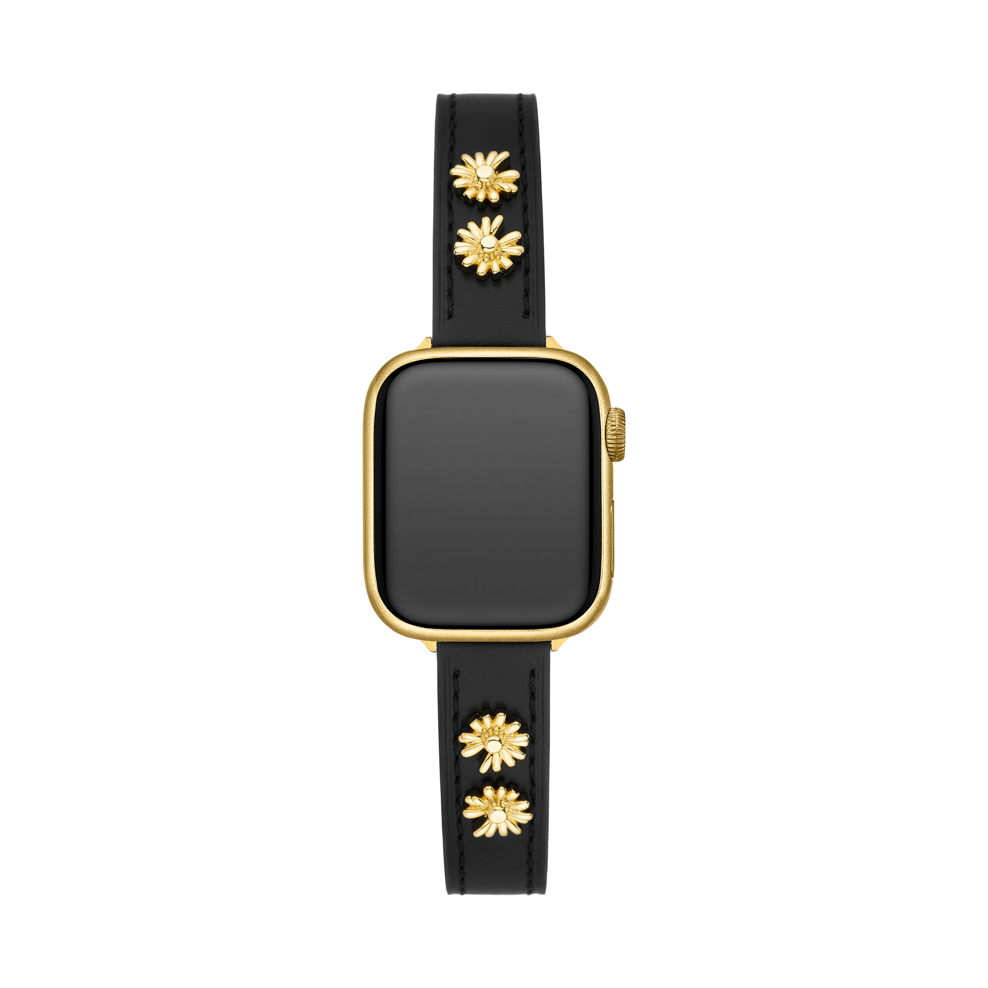 14k Gold- / Platin-beschichtetes Gänseblümchen-Lederarmband für Apple Watch