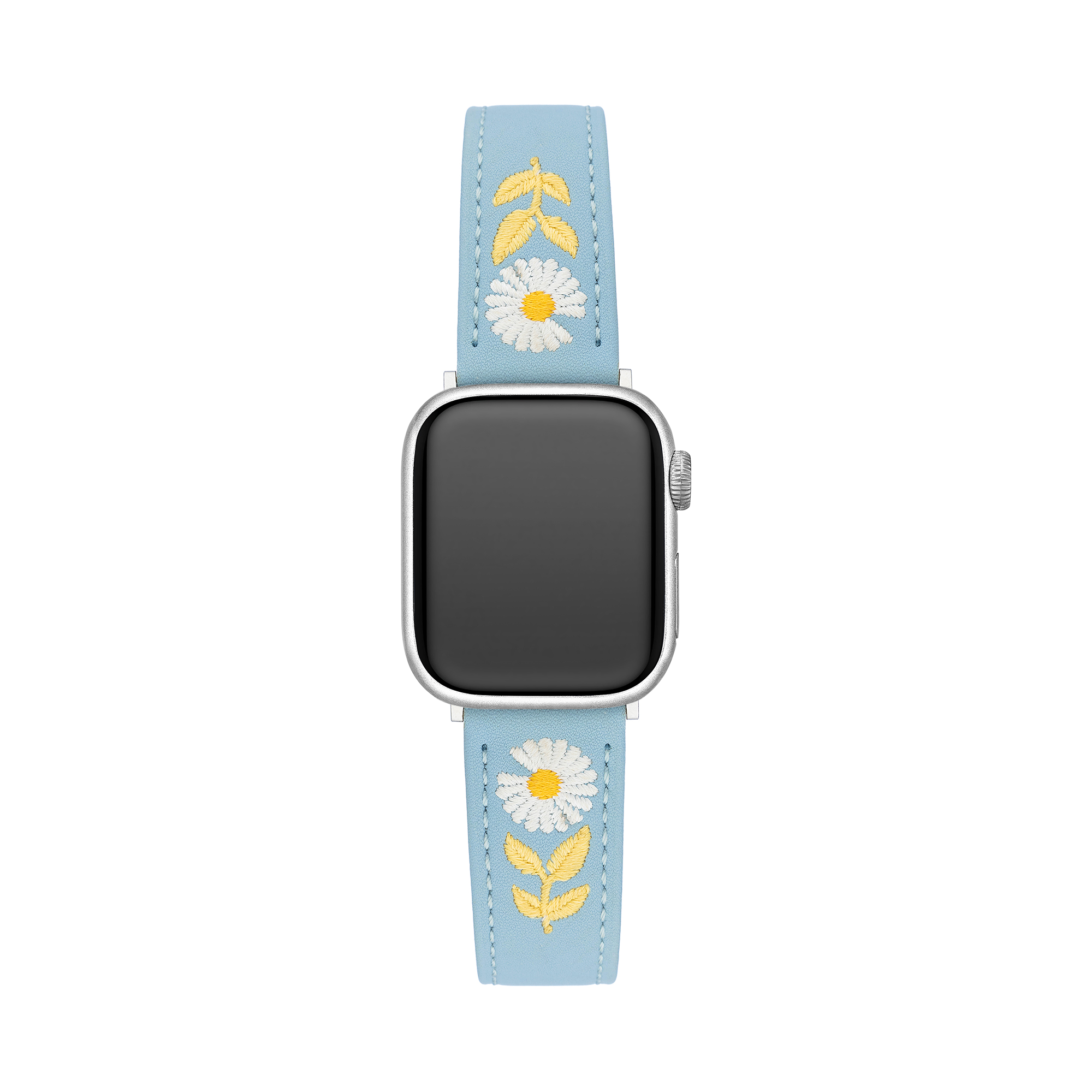 Besticktes Gänseblümchen-Lederarmband für Apple Watch