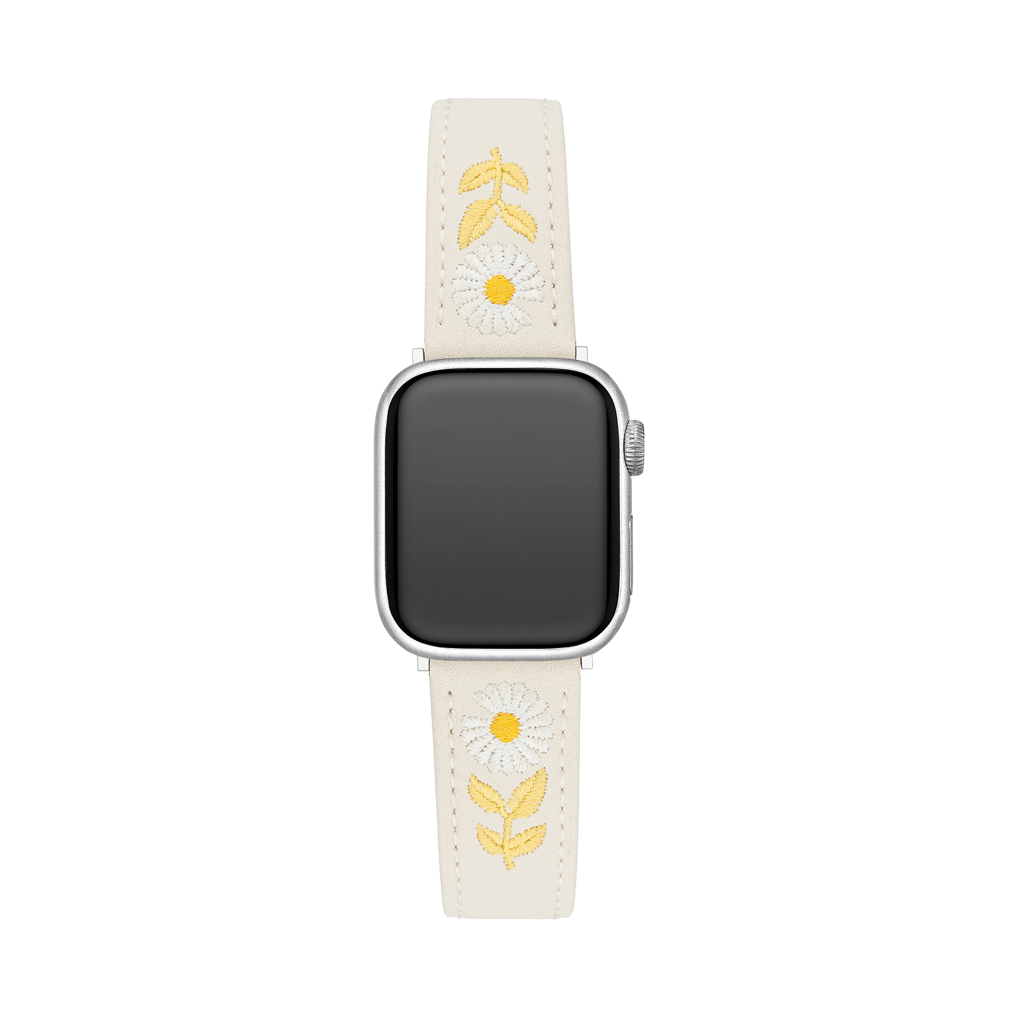 Besticktes Gänseblümchen-Lederarmband für Apple Watch