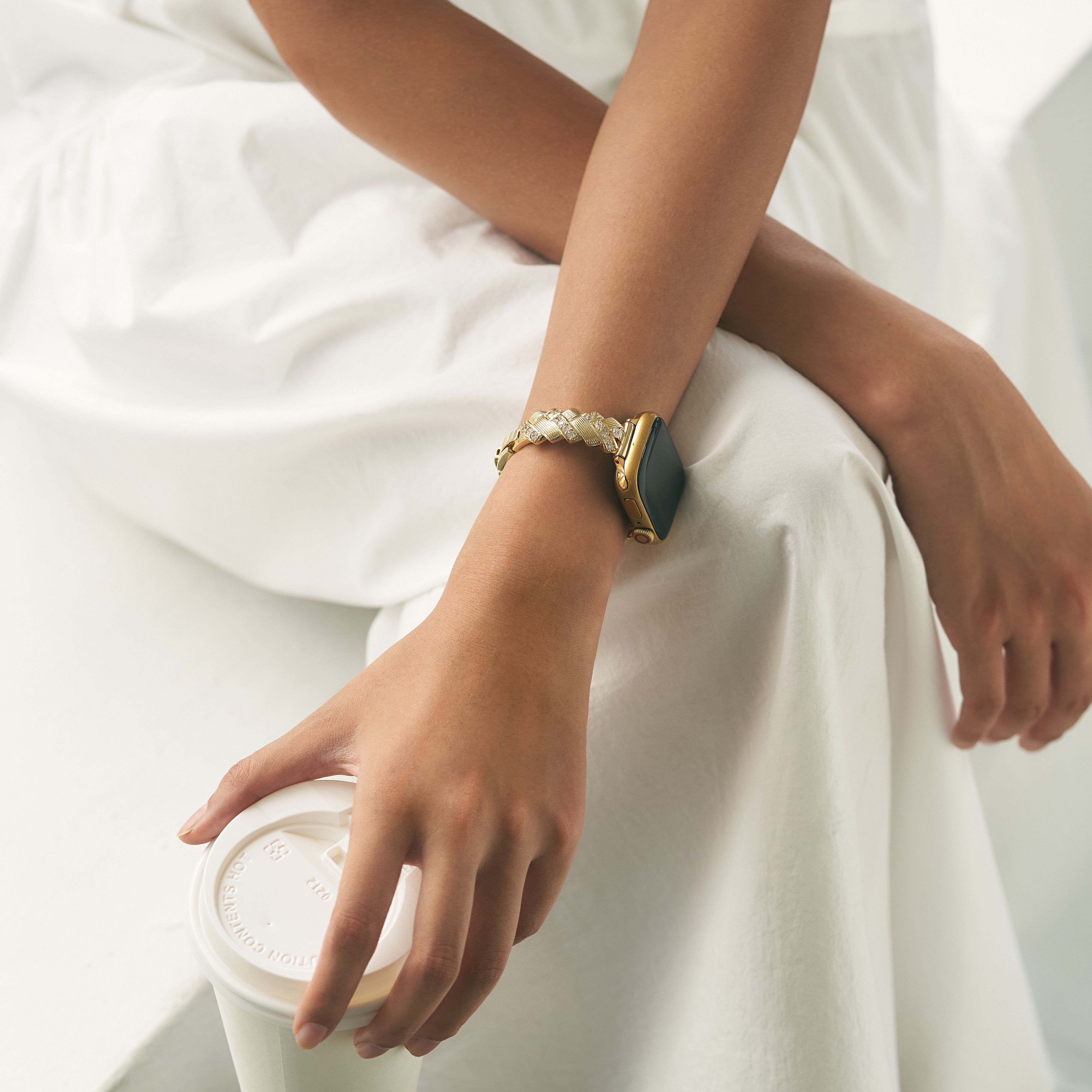 Fitbit用キラキラ光る編み込みメタルウォッチバンド