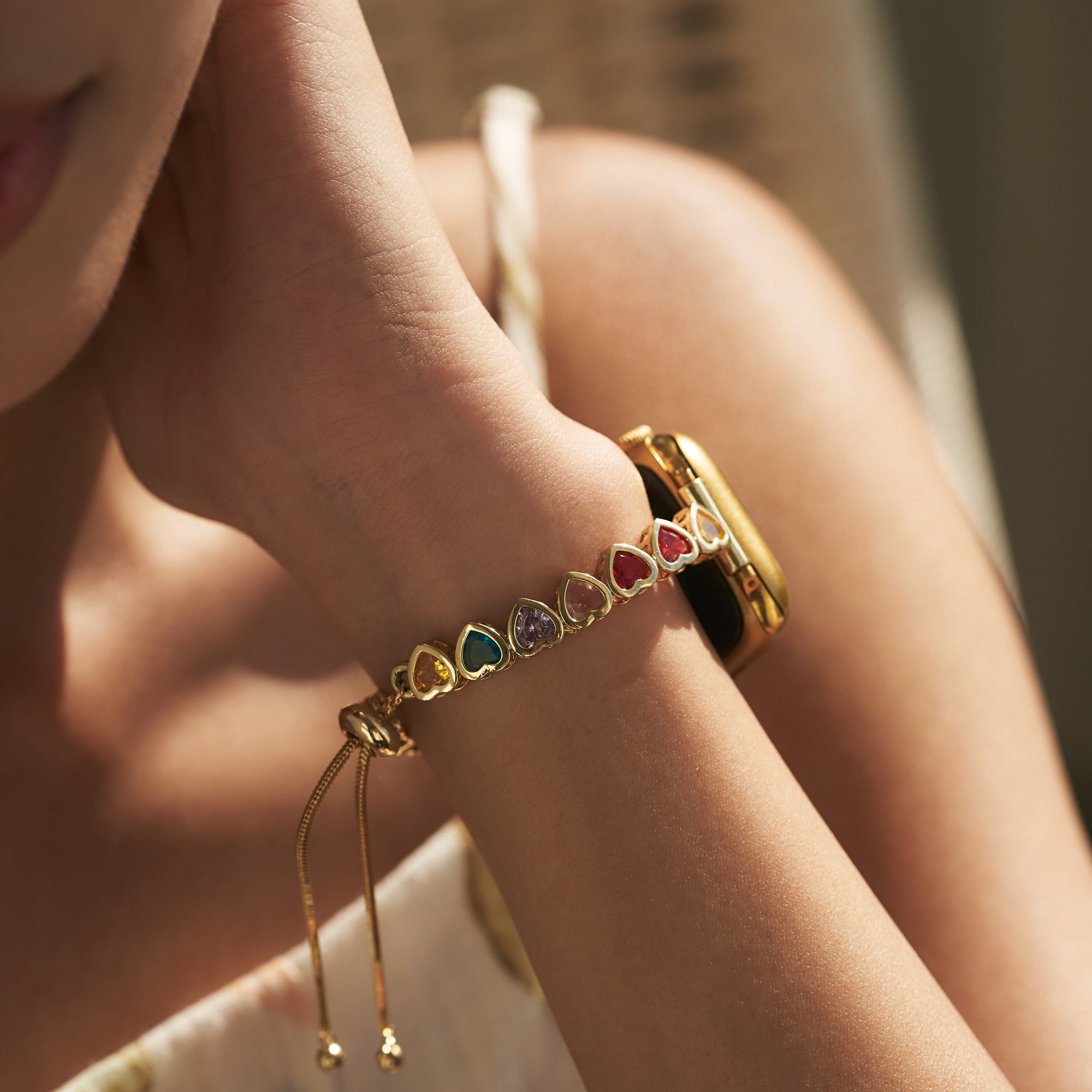 Rainbow Love 14k Gold / Platinum Plated Watch Band for Google