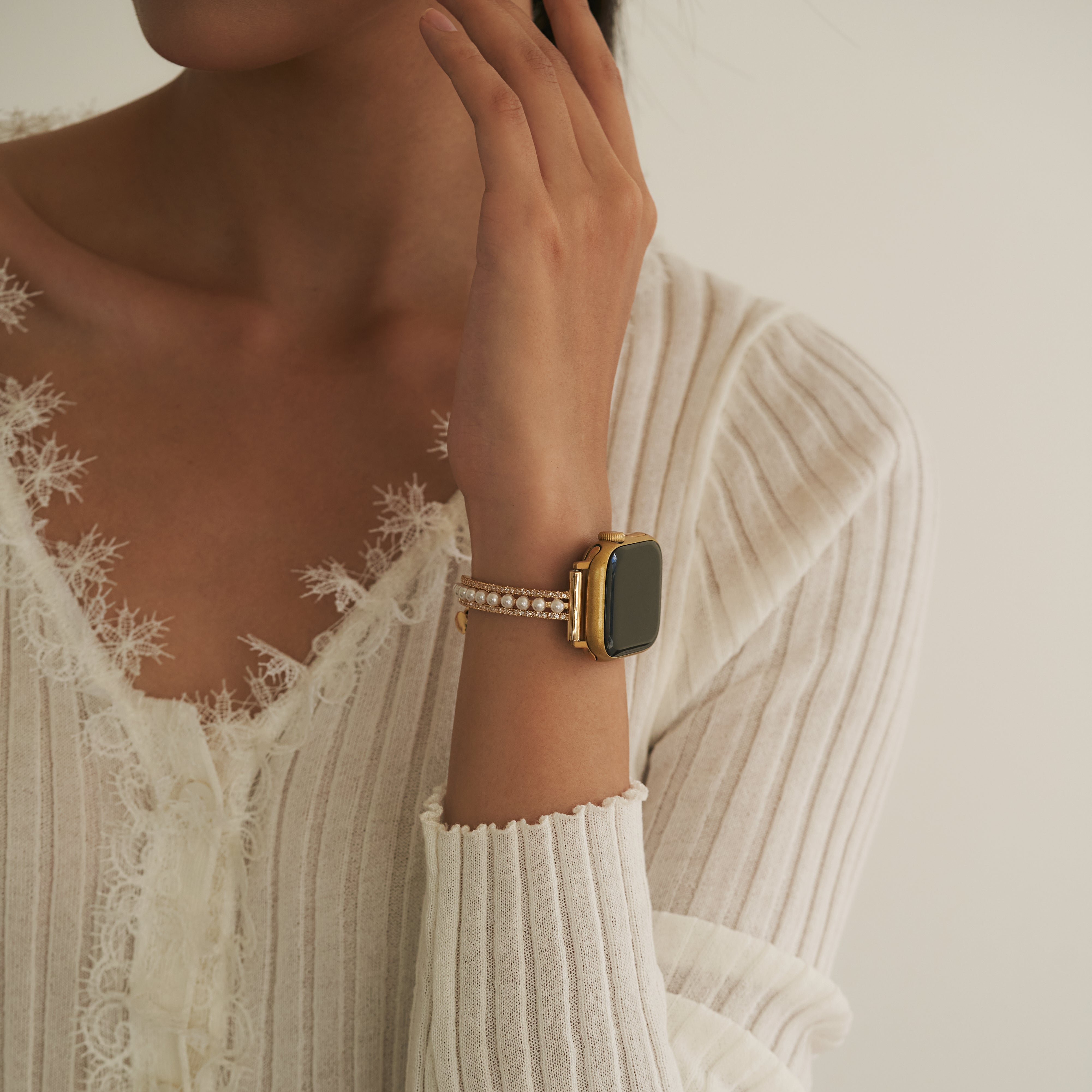 Pearl Beaded Copper Watch Band for Apple Watch