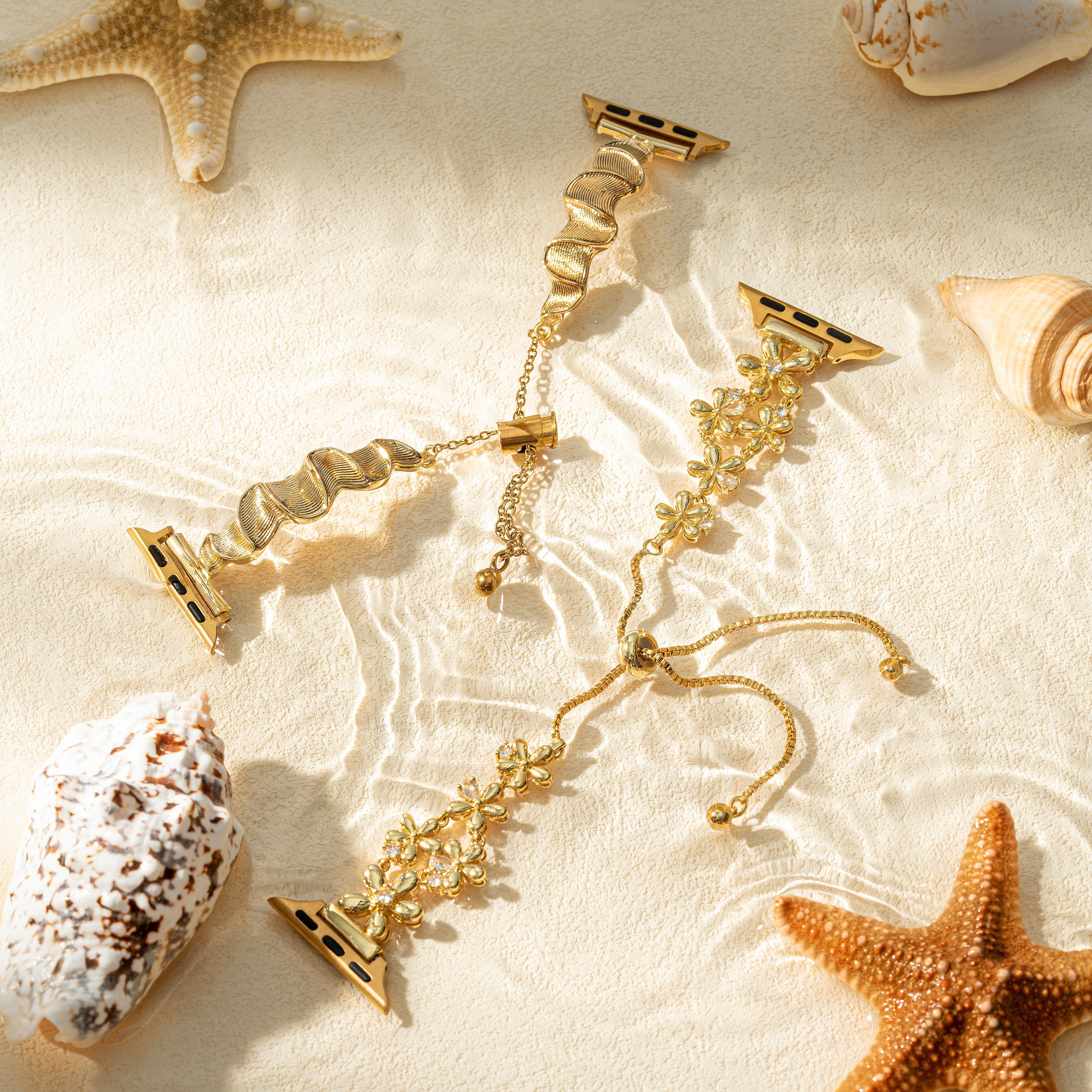 14ct Gold / Platinum Plated Flowers Bloom Copper Watch Band for Fitbit